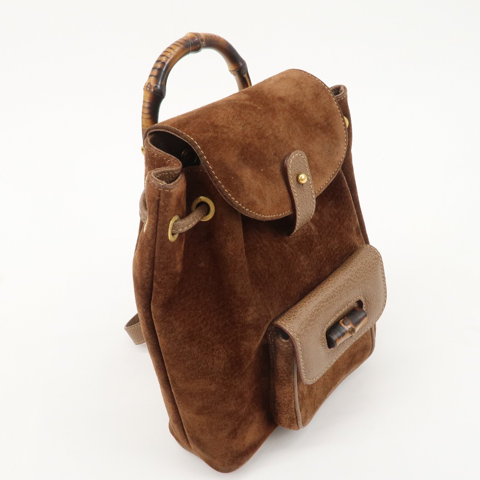 GUCCI Bamboo Suede Leather Mini Back Pack 003.1705.0030 Brown