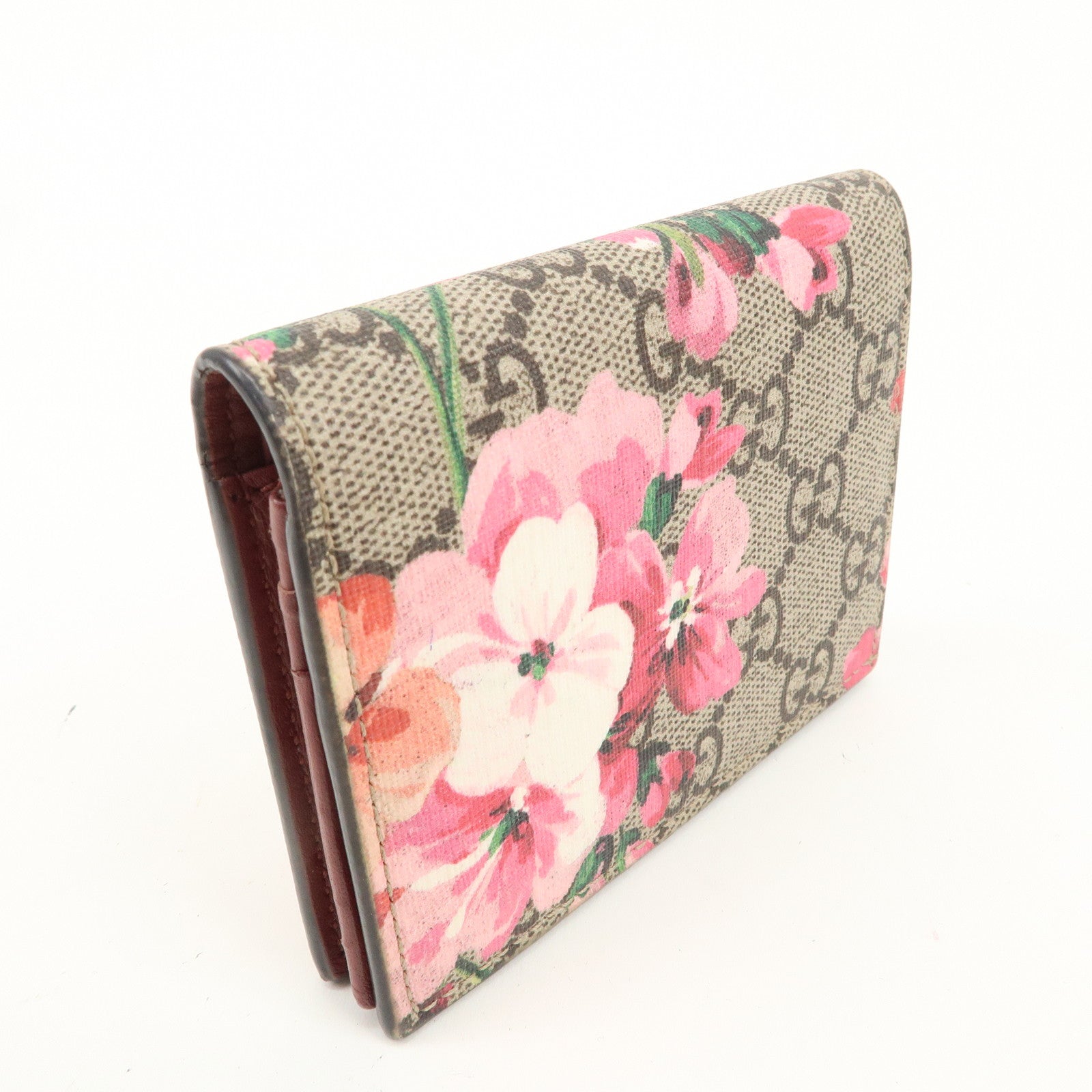 GUCCI GG Blooms GG Supreme Bi-fold Wallet Flowe Print Pink 41088