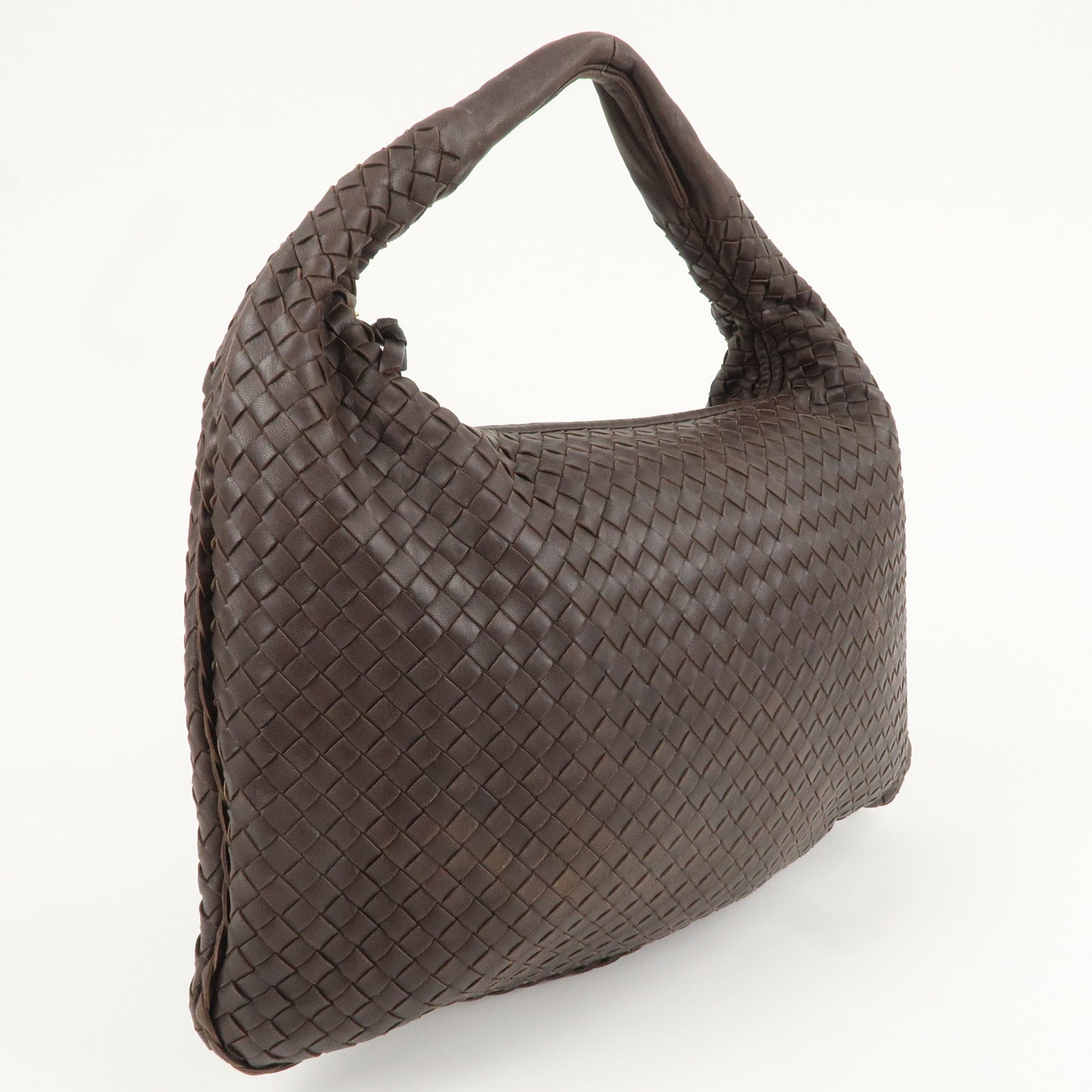 BOTTEGA VENETA Intrecciato Hobo Leather Shoulder Bag Brown 115654