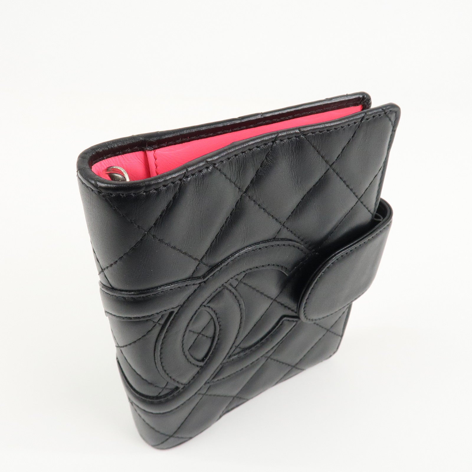 CHANEL Cambon Line Lamb Skin Planner Cover Black A13505 Used