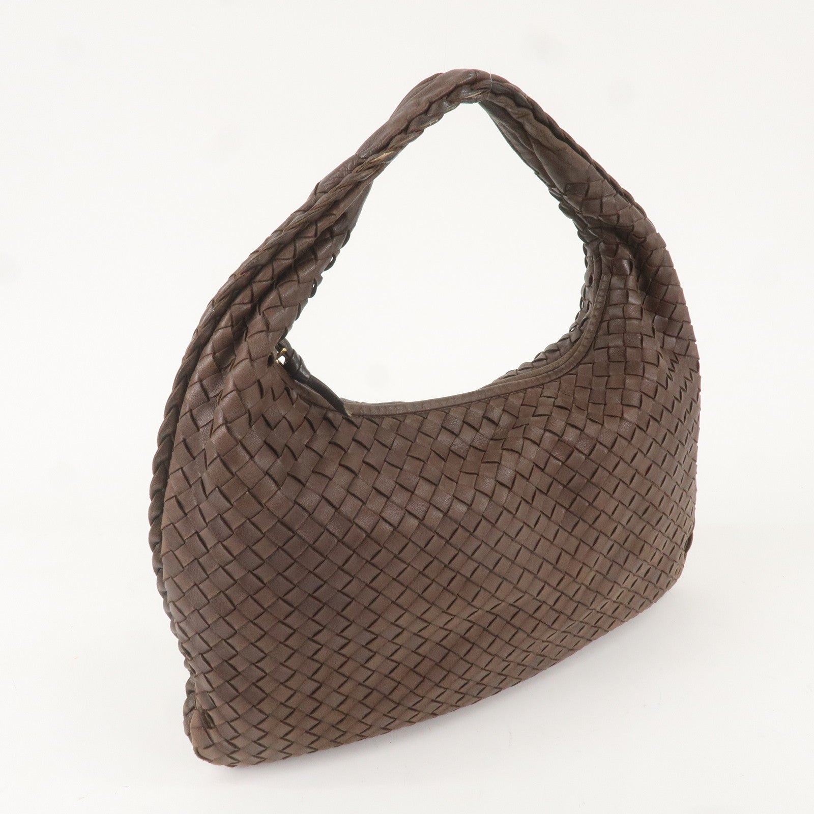 BOTTEGA VENETA Hobo Intrecciato Leather Shoulder Bag Brown 115653