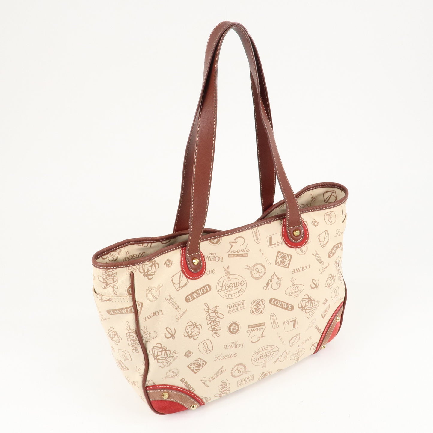 LOEWE Canvas Leather Tote Bag 160th Aniv. Limited Brown Red