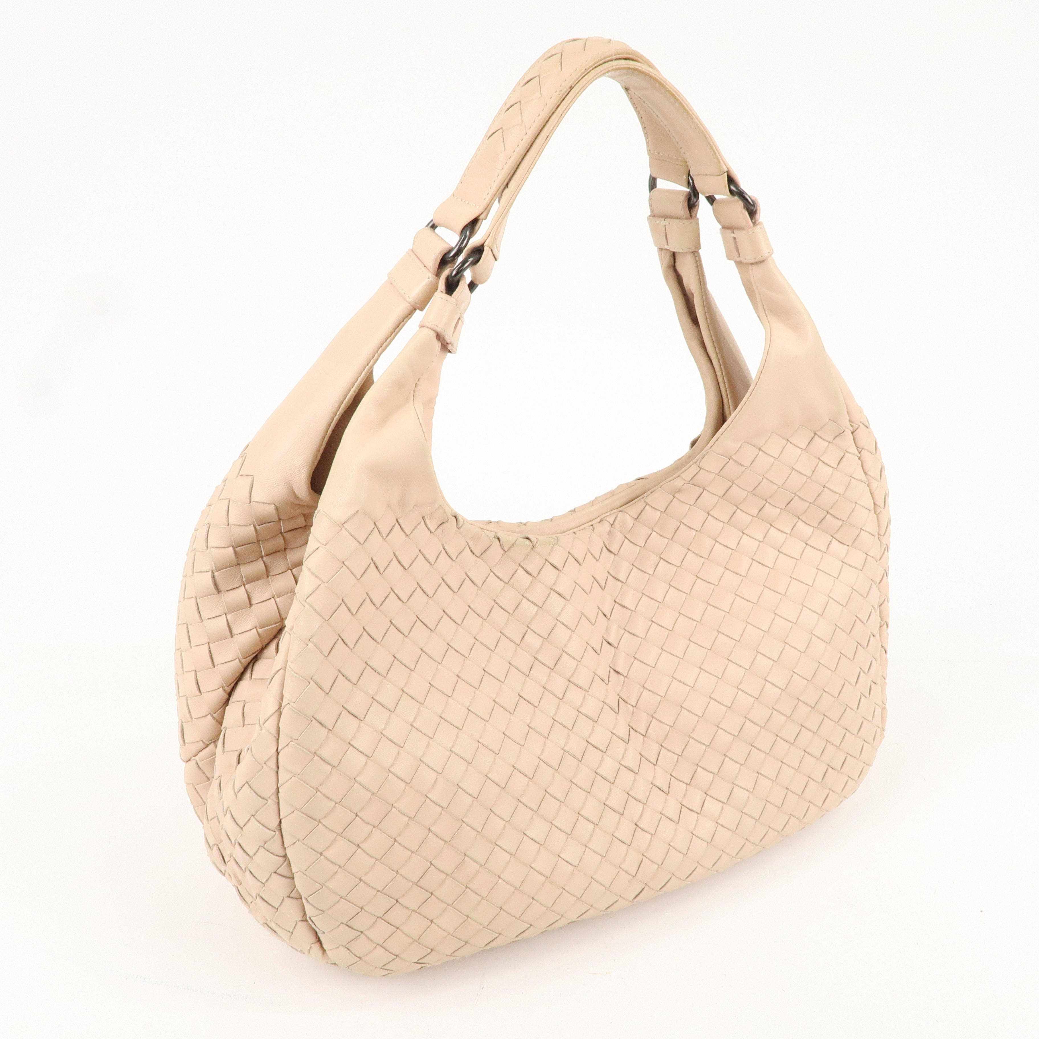 BOTTEGA VENETA Intrecciato Leather Shoulder Bag Pink Beige 125787