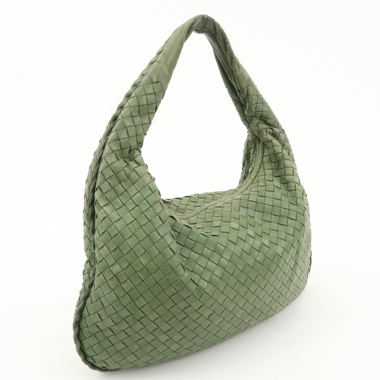 BOTTEGA VENETA Hobo Intrecciato Leather Shoulder Bag Breen 115653