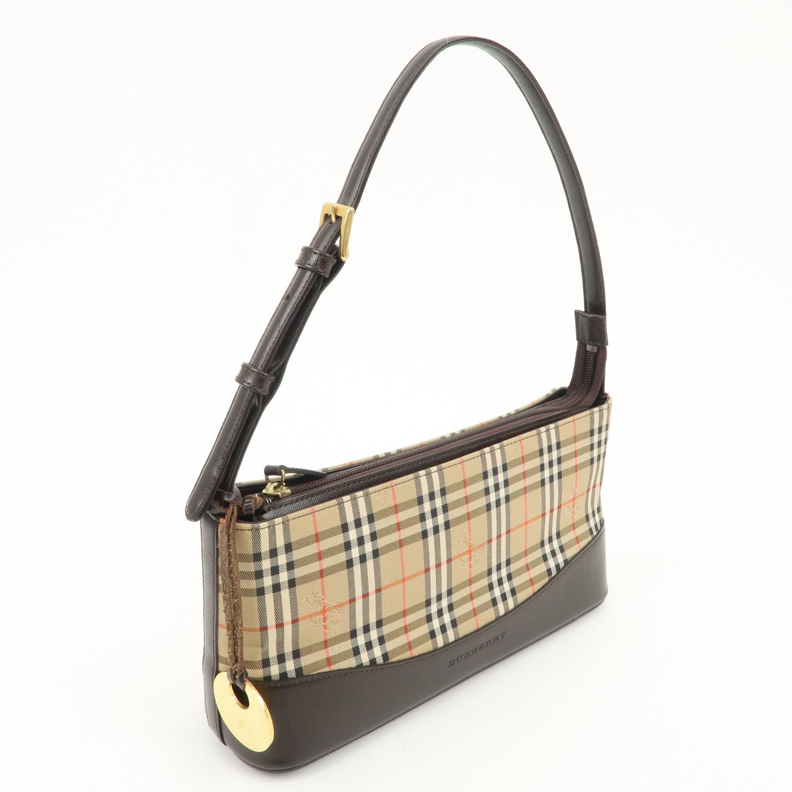 BURBERRY Canvas Leather Nova Plaid Shoulder Bag Hand Bag