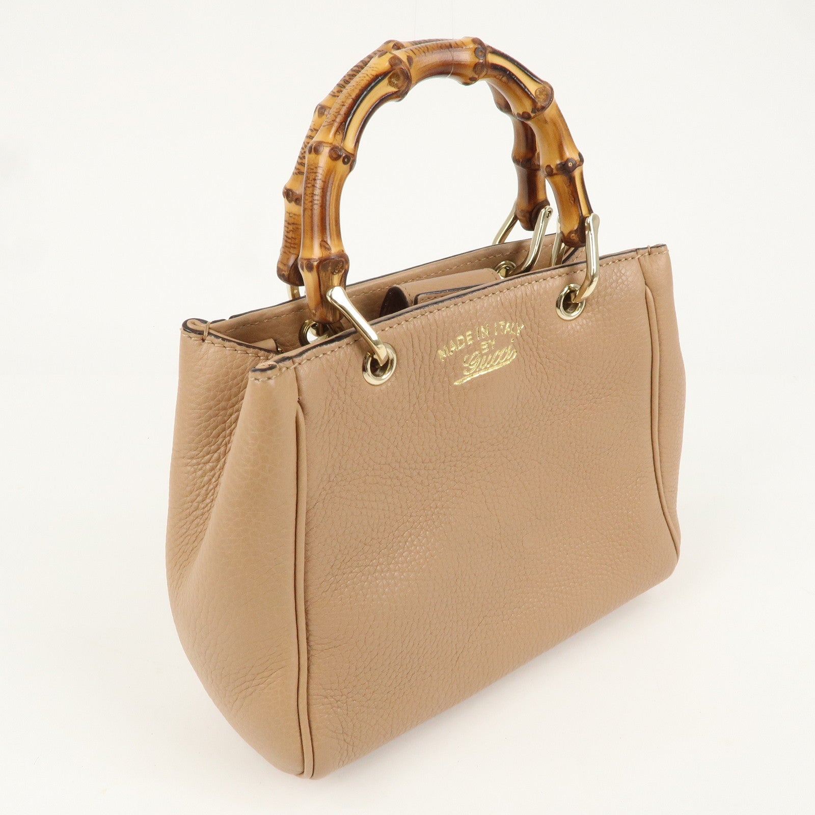 GUCCI Bamboo Leather 2WAY Bag Shoulder Bag Beige 368823