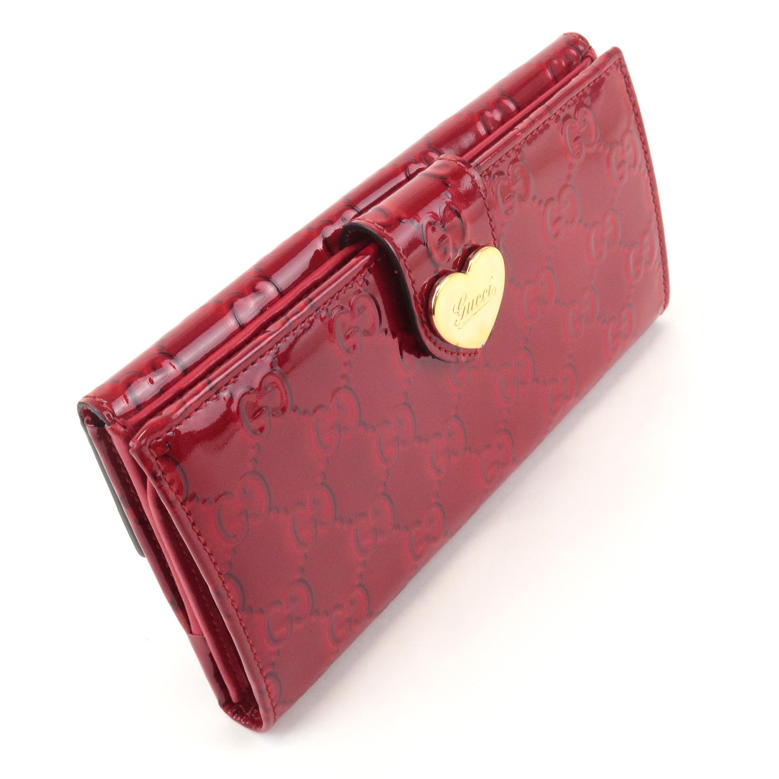 GUCCI Lovely Heart PVC Bi-fold Long Wallet Red 203550