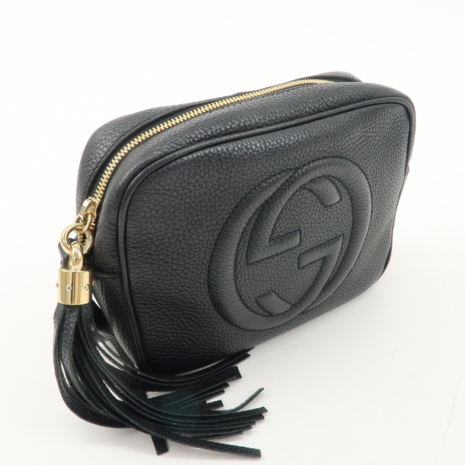 GUCCI SOHO Leather Small Disco Shoulder Bag Black 308364