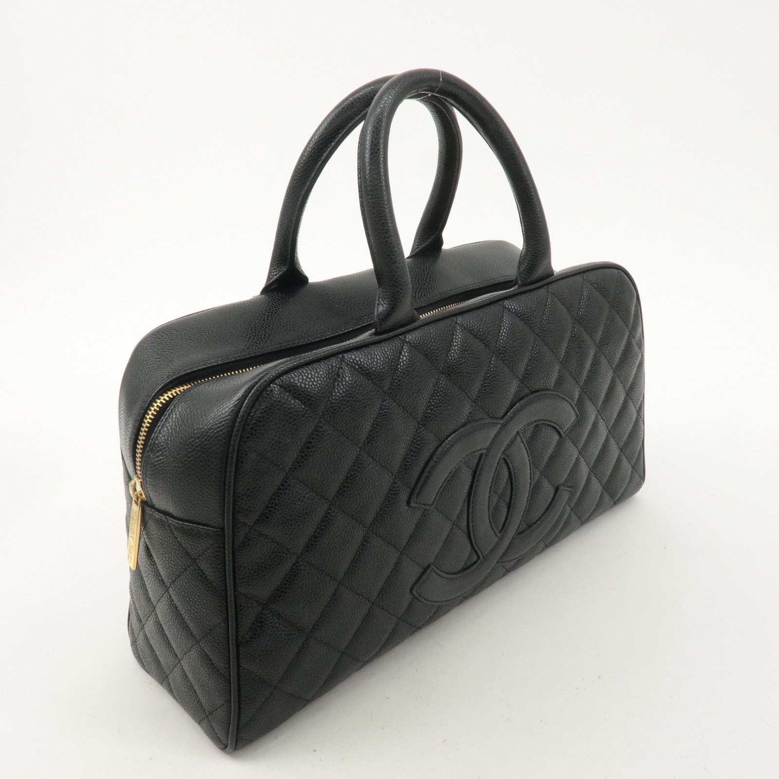 CHANEL Matelasse Caviar Skin Boston Bag Hand Bag Black A20997