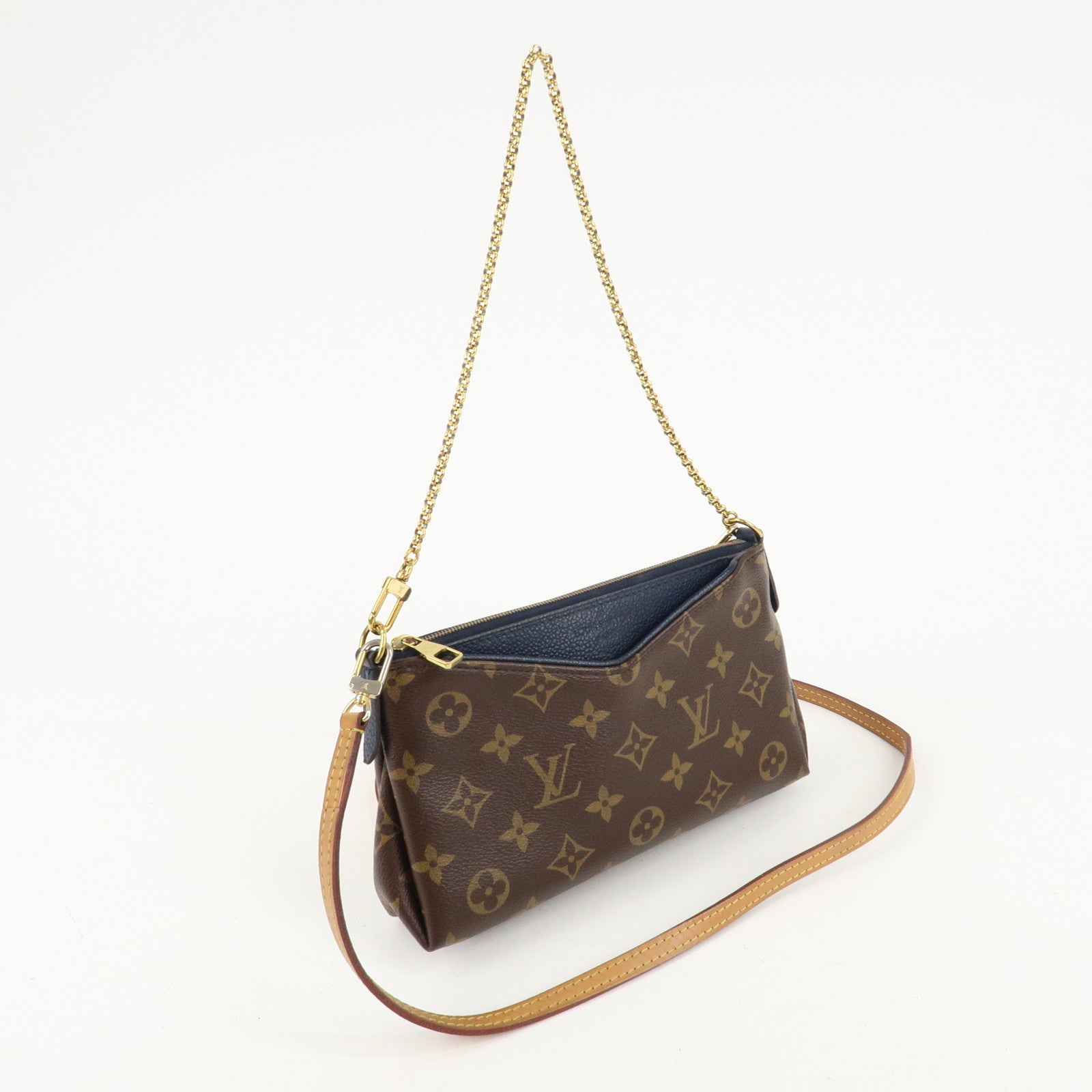 Louis Vuitton Monogram Pallas Clutch Bag Hand Bag Shoulder Strap