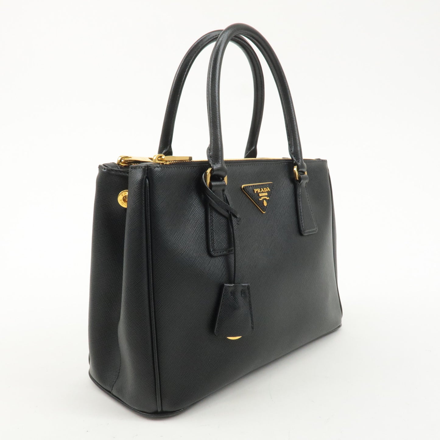 PRADA Saffiano Leather Galleria Medium 2WAY Bag Black