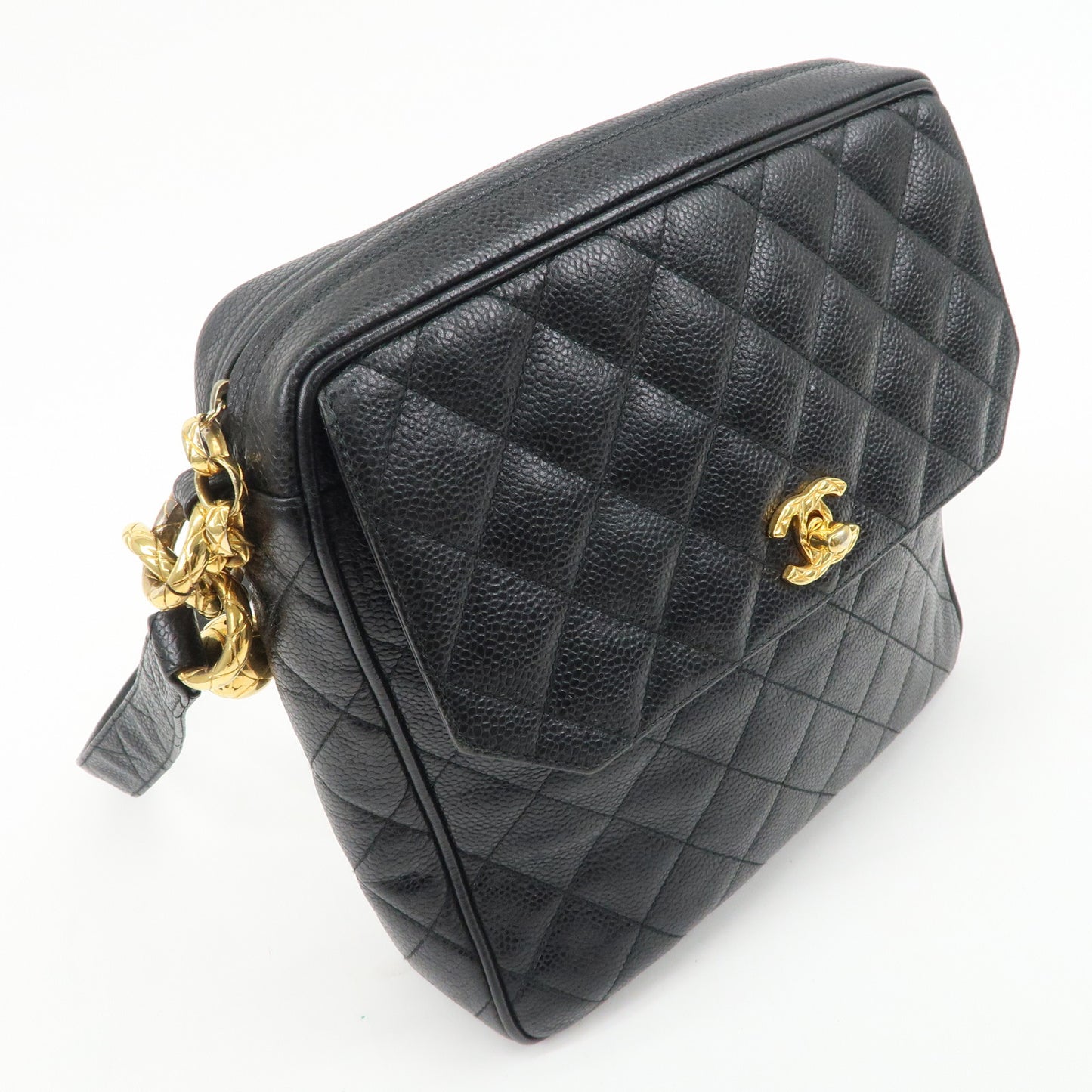 CHANEL Matelasse Caviar Skin Shoulder Bag Black 2944818