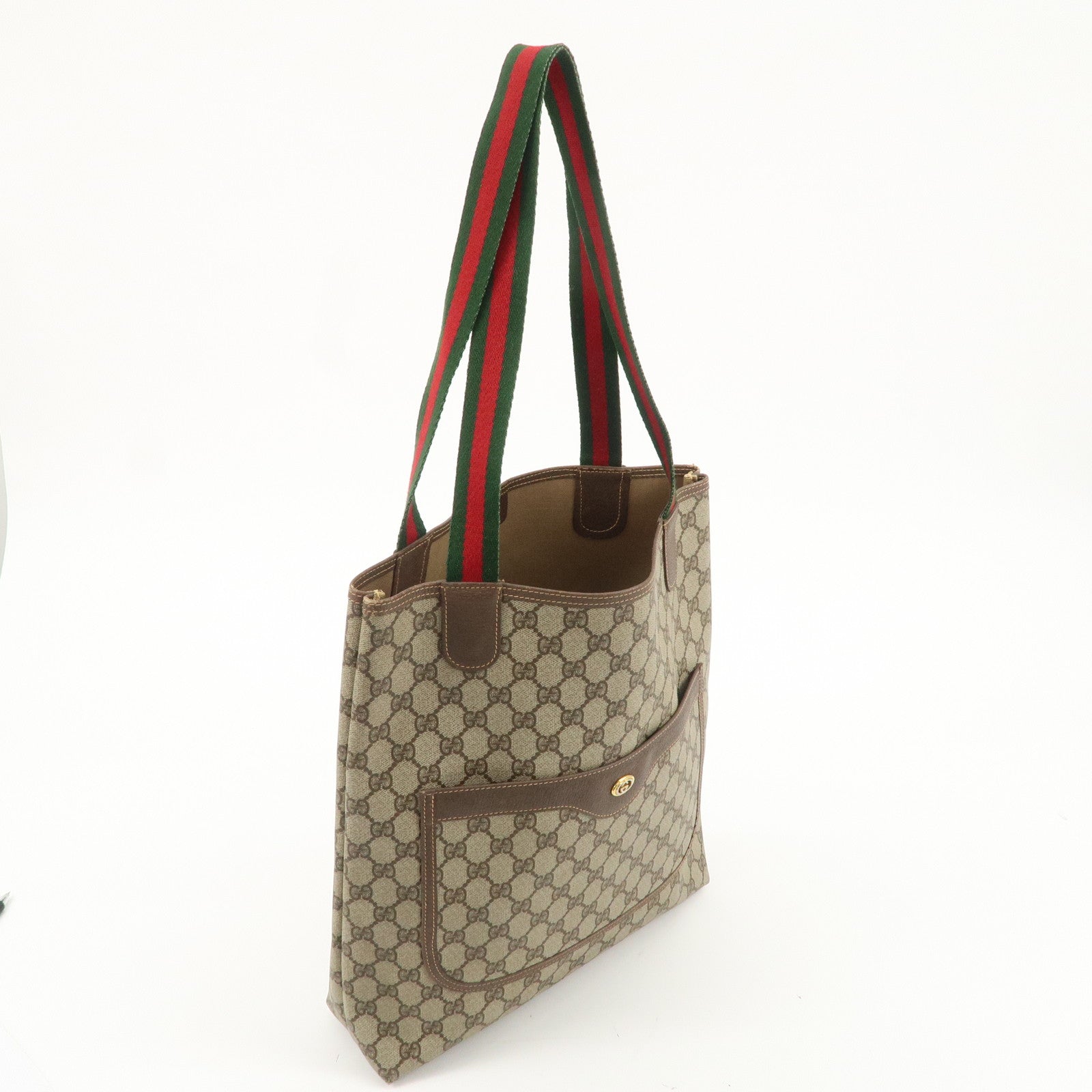 GUCCI Old Gucci Sherry GG Plus Leather Tote Bag Beige 40.02.003