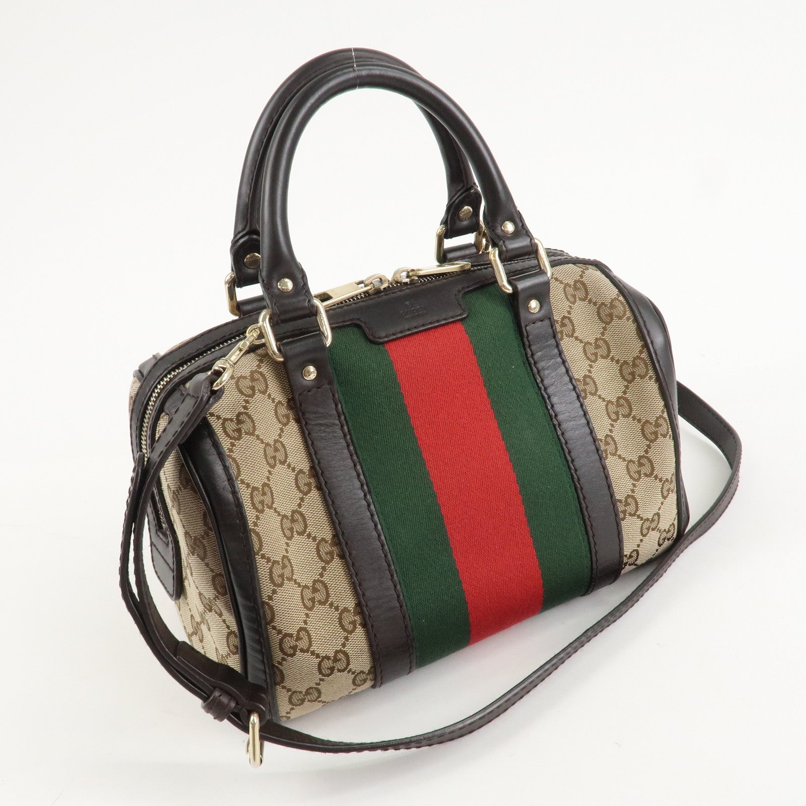 GUCCI Sherry GG Canvas Leather 2Way Mini Boston Bag 269876 Used