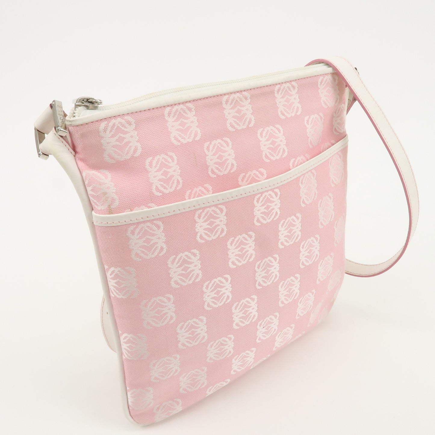 LOEWE Anagram Canvas Leather Shoulder bag Pink