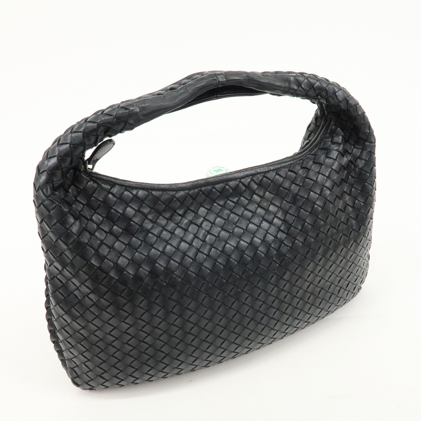 BOTTEGA VENETA Hobo Intrecciato Leather Shoulder Bag Black 115653