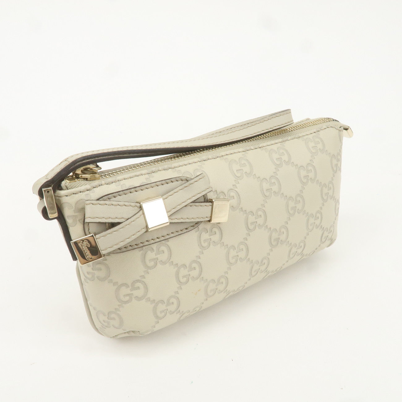 GUCCI Princy Guccissima Leather Pouch Ivory 162846 Gold HDW