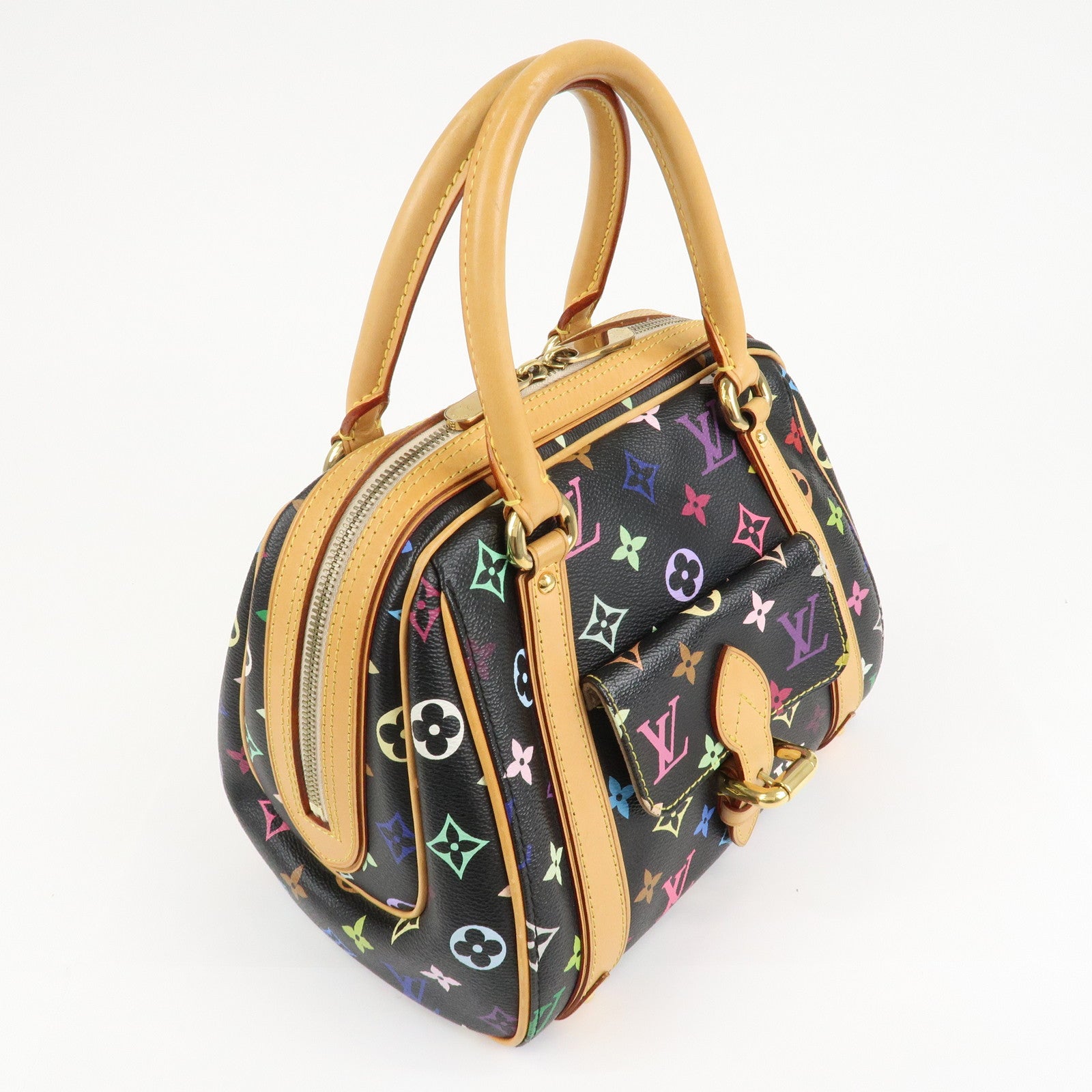 Louis Vuitton Monogram Multicolor Priscilla Hand Bag Noir M40097 Used