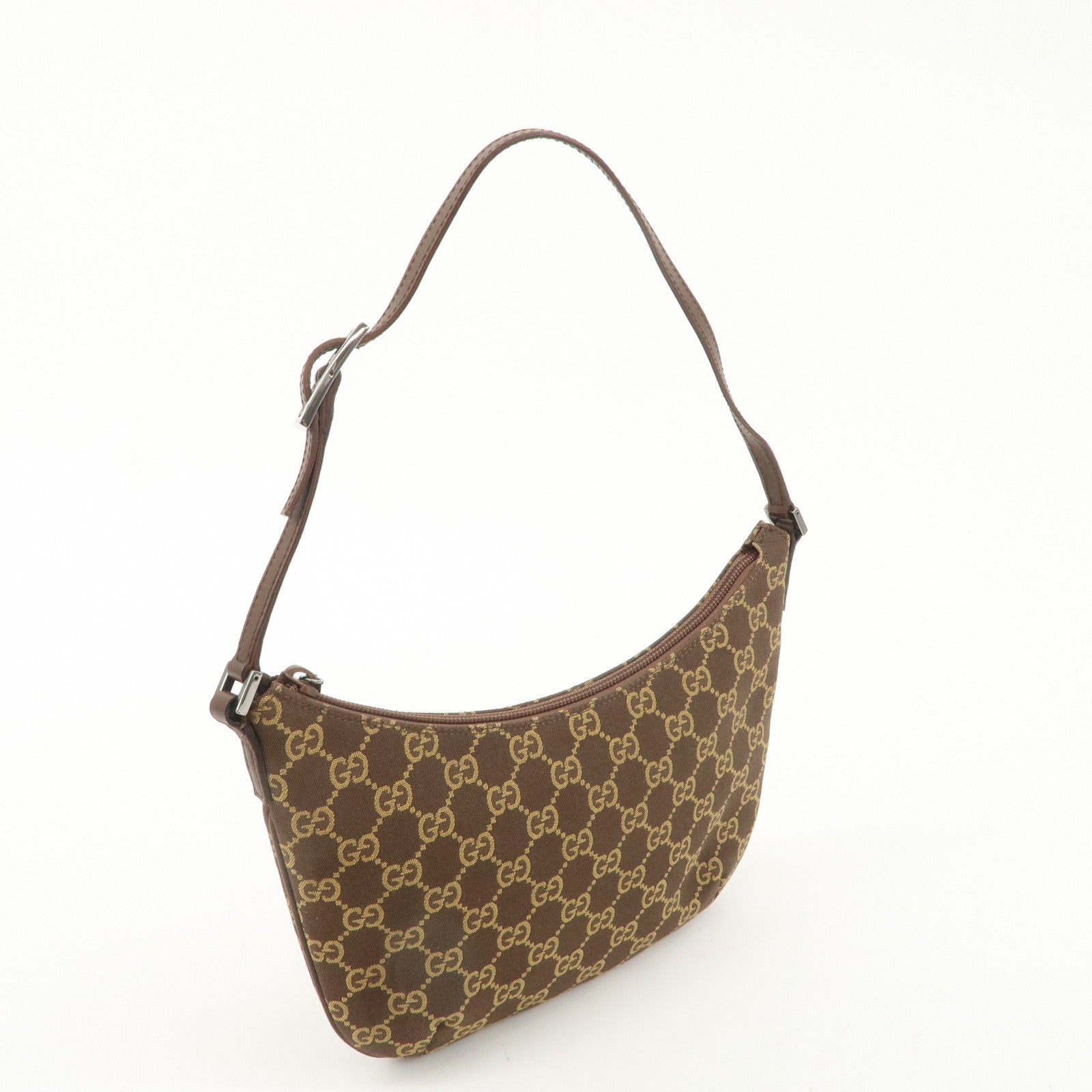 GUCCI GG Canvas Leather Purse Hand Bag Shoulder Bag Brown 005.0813