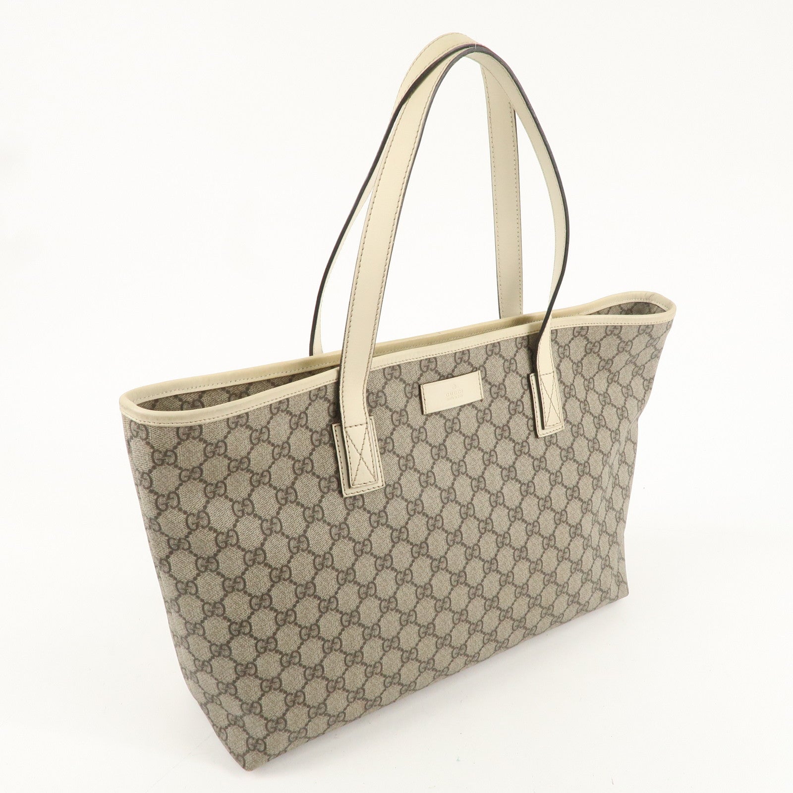 GUCCI GG Supreme Leather Tote Bag Beige Ivory 211137