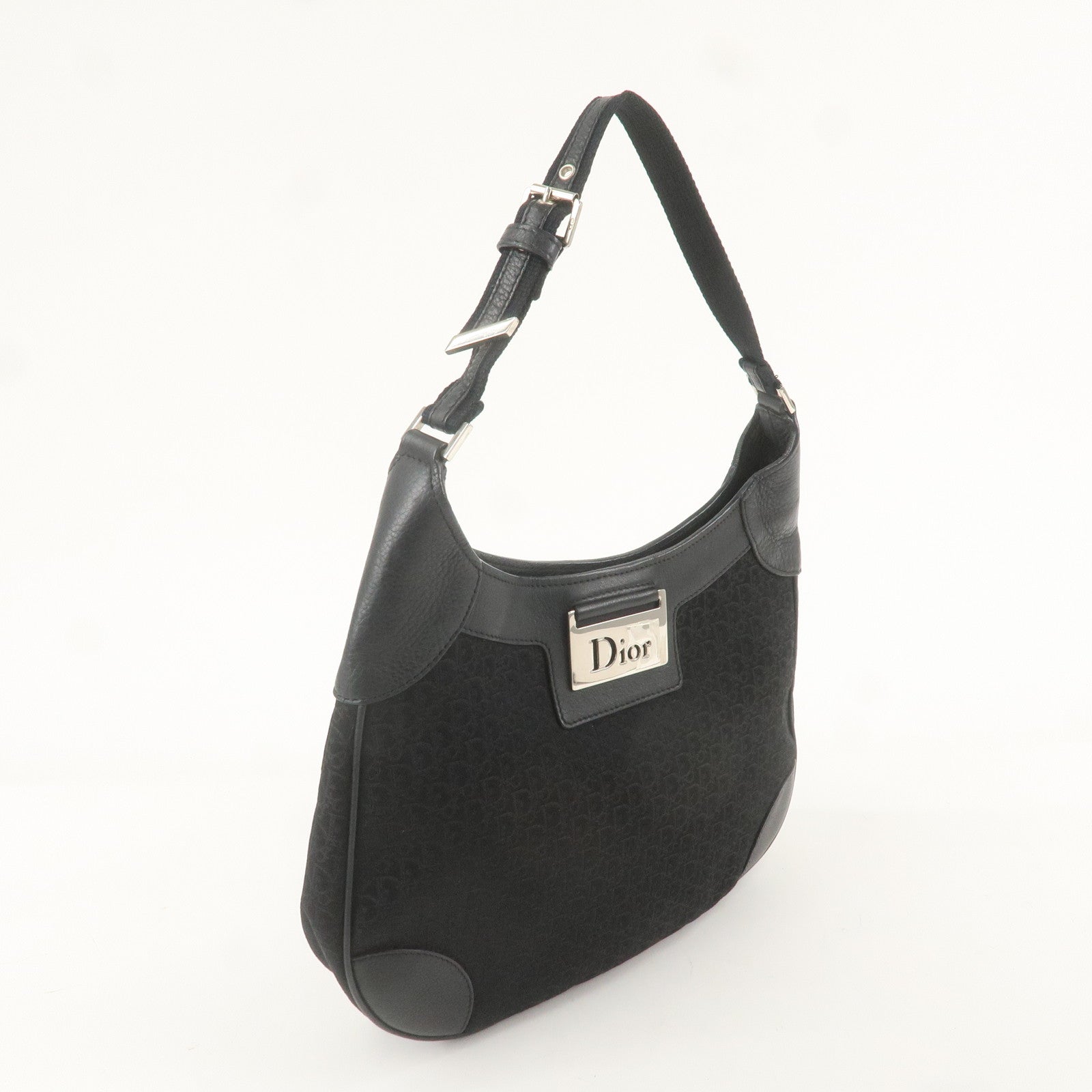 Christian Dior Trotter Canvas Leather One Shoulder Bag Black