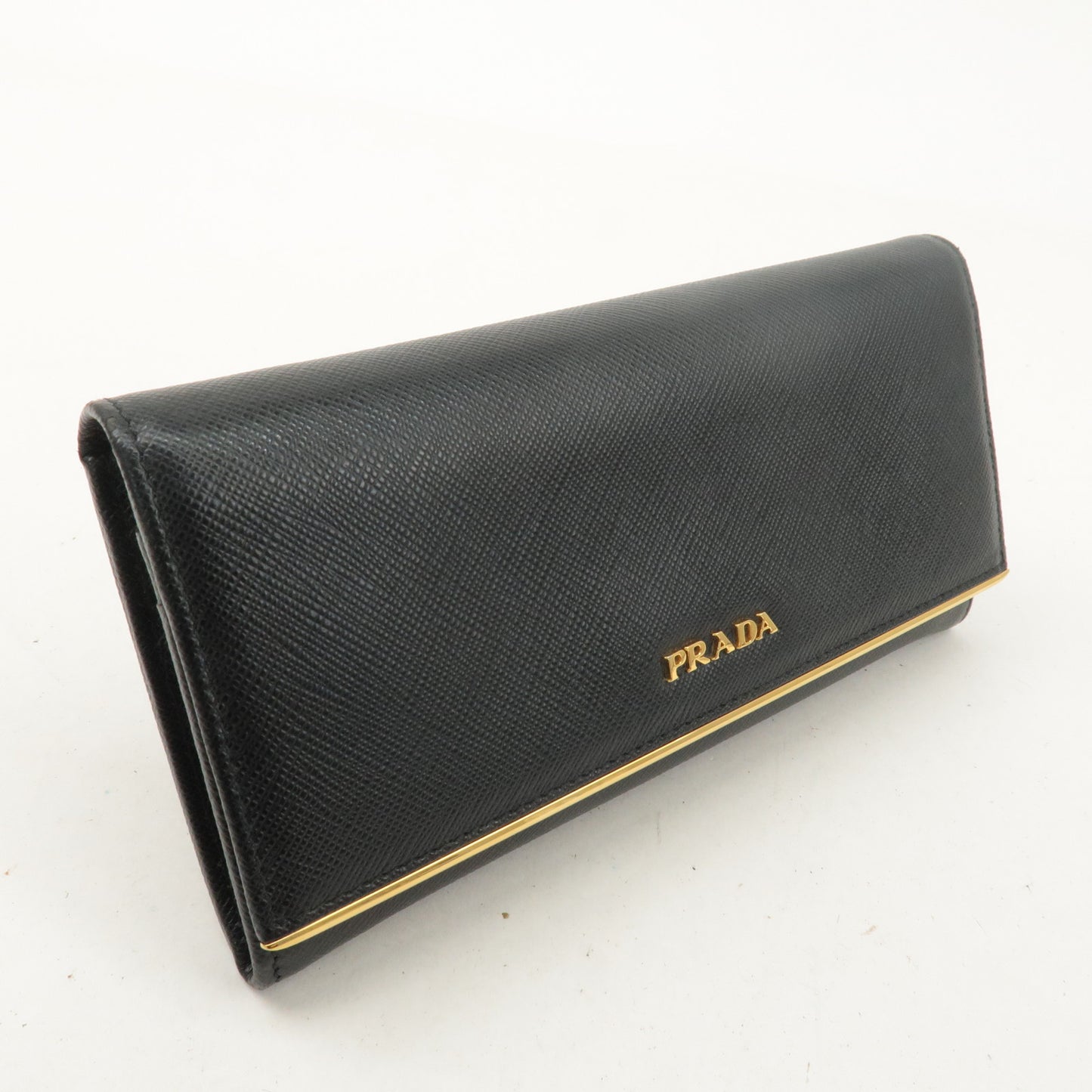 PRADA Saffiano Leather Bi-fold Long Wallet Black 1MH132