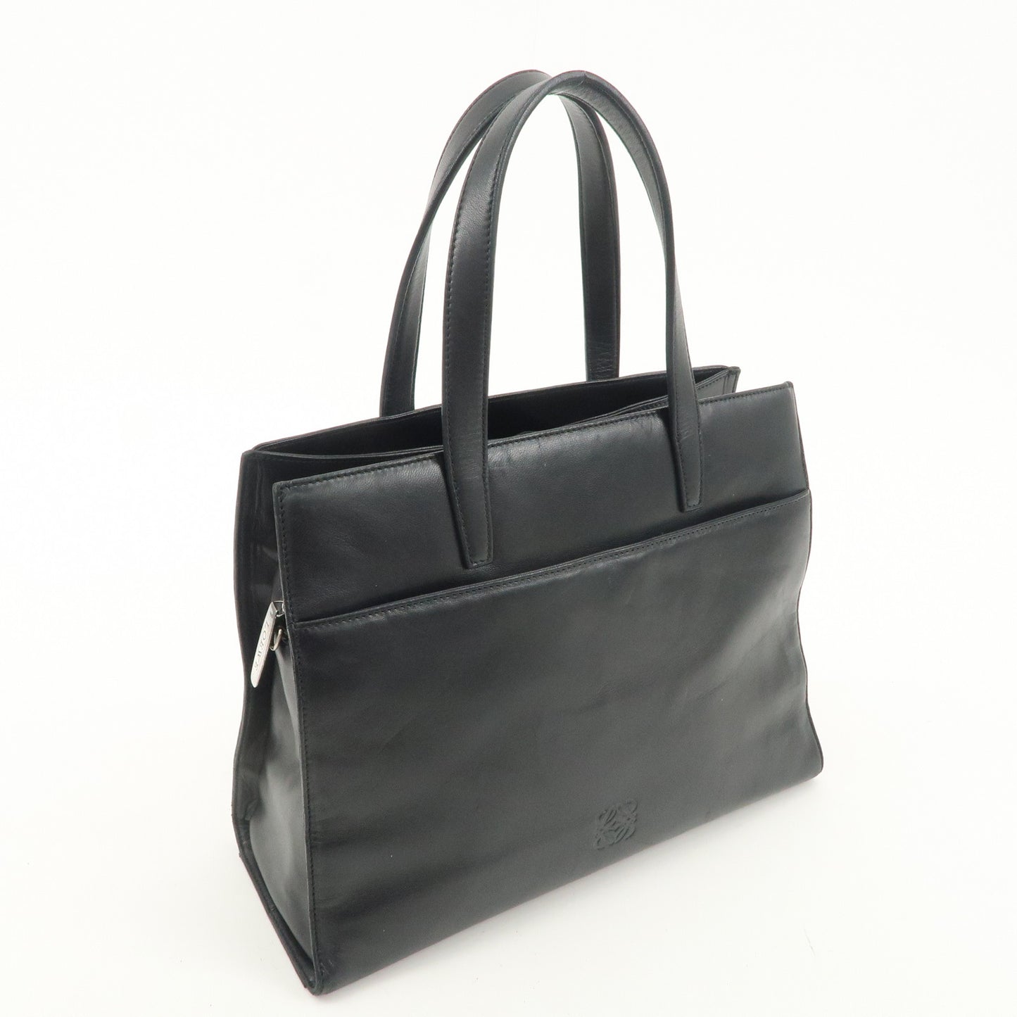 LOEWE Anagram Leather Tote Bag Hand Bag Shoulder Bag Black