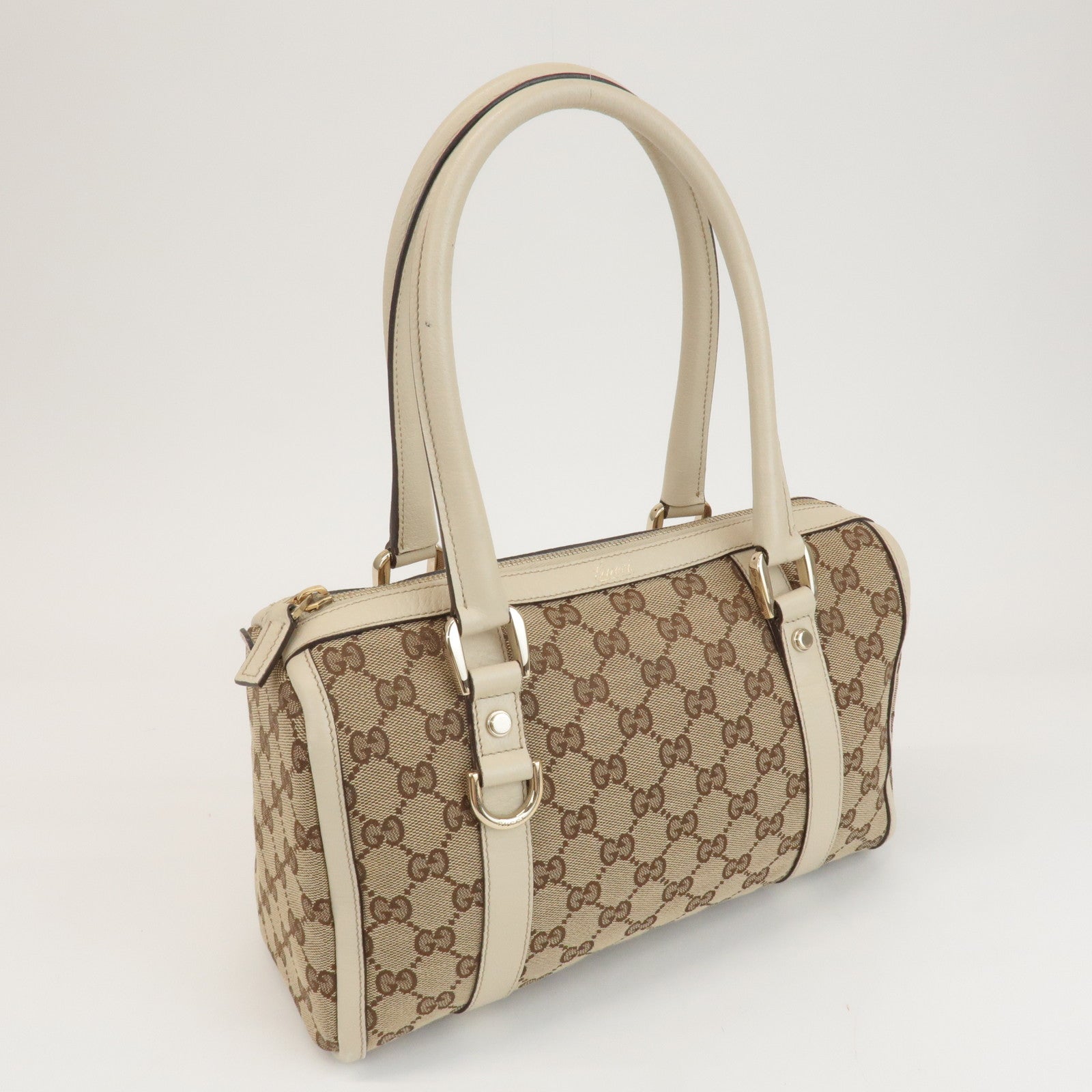 GUCCI Abbey GG Canvas Leather Hand Bag Beige Ivory 130942