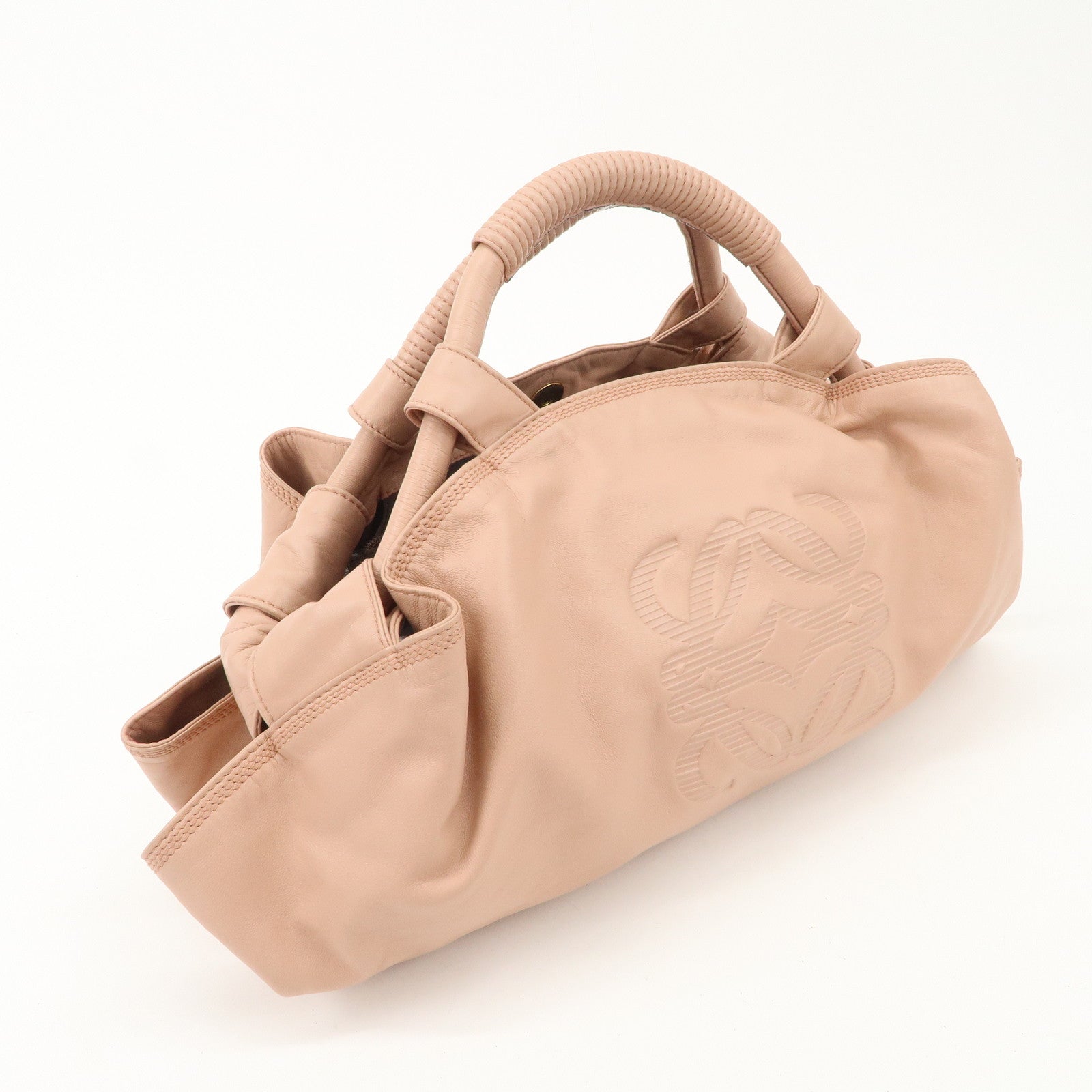 LOEWE Anagram Leather Nappa Aire Hand Bag Pink Used