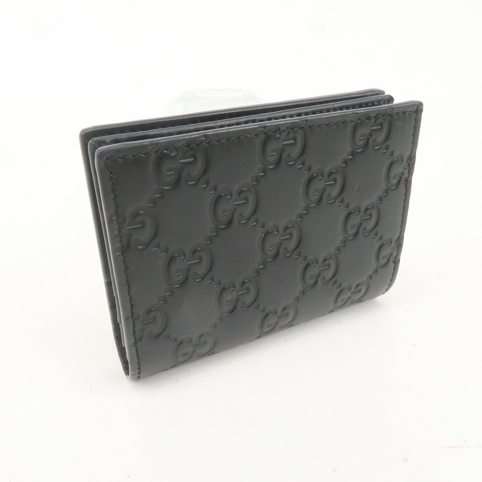 GUCCI Guccissima Leather Card Case Black 410120