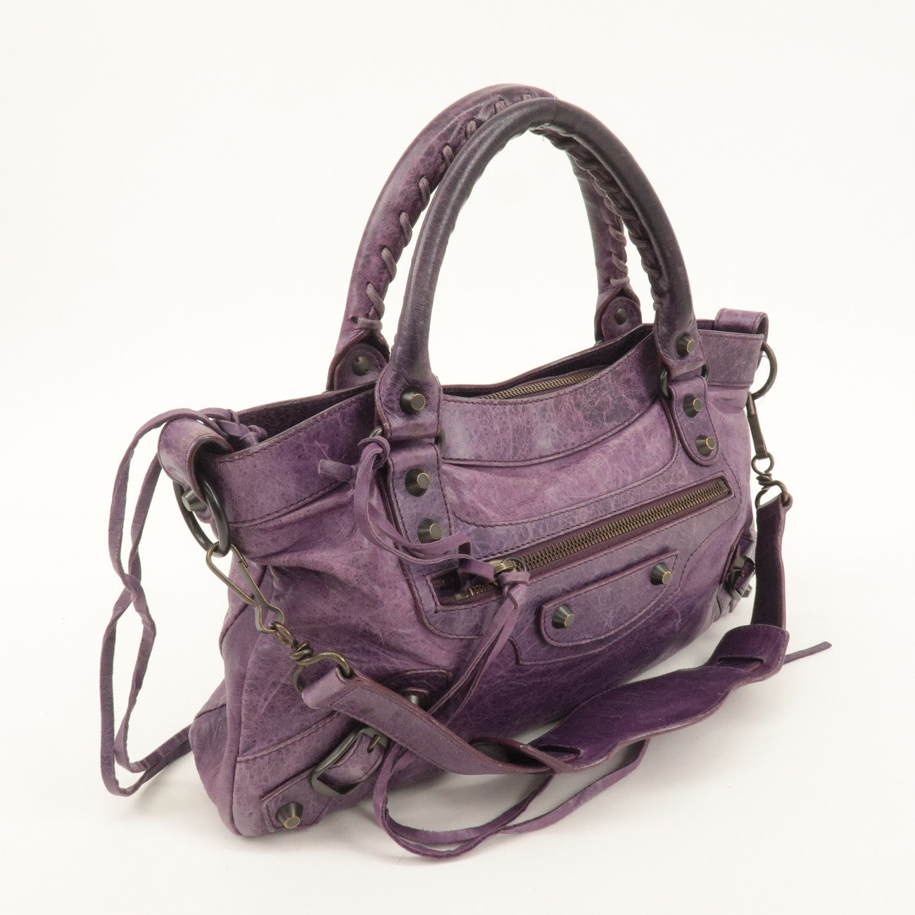 BALENCIAGA The First Leather 2Way Bag Hand Bag Purple 103208