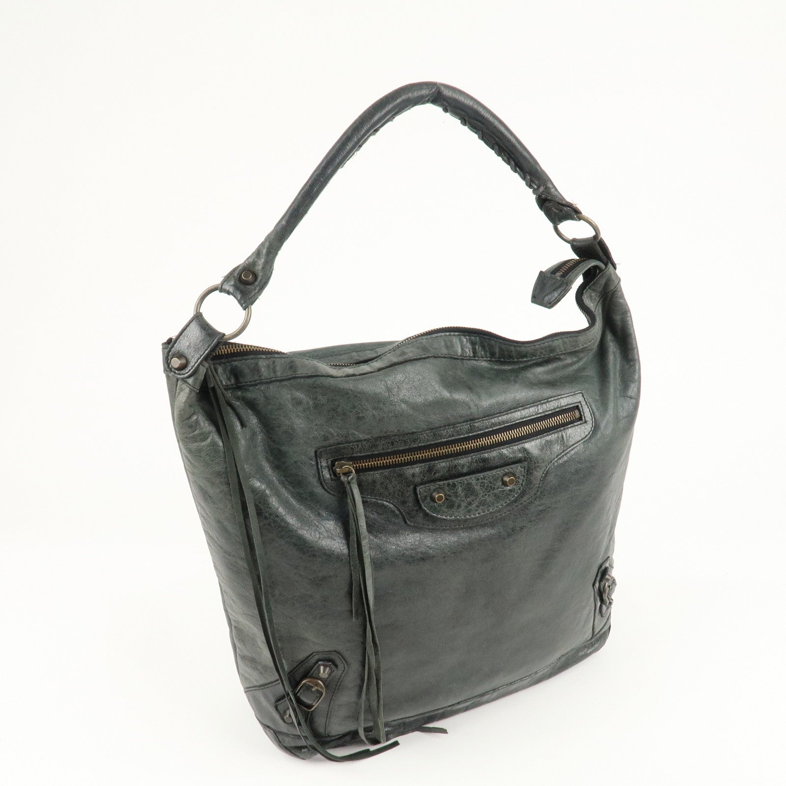 BALENCIAGA The Day Leather Shoulder Bag Black 140442 Used