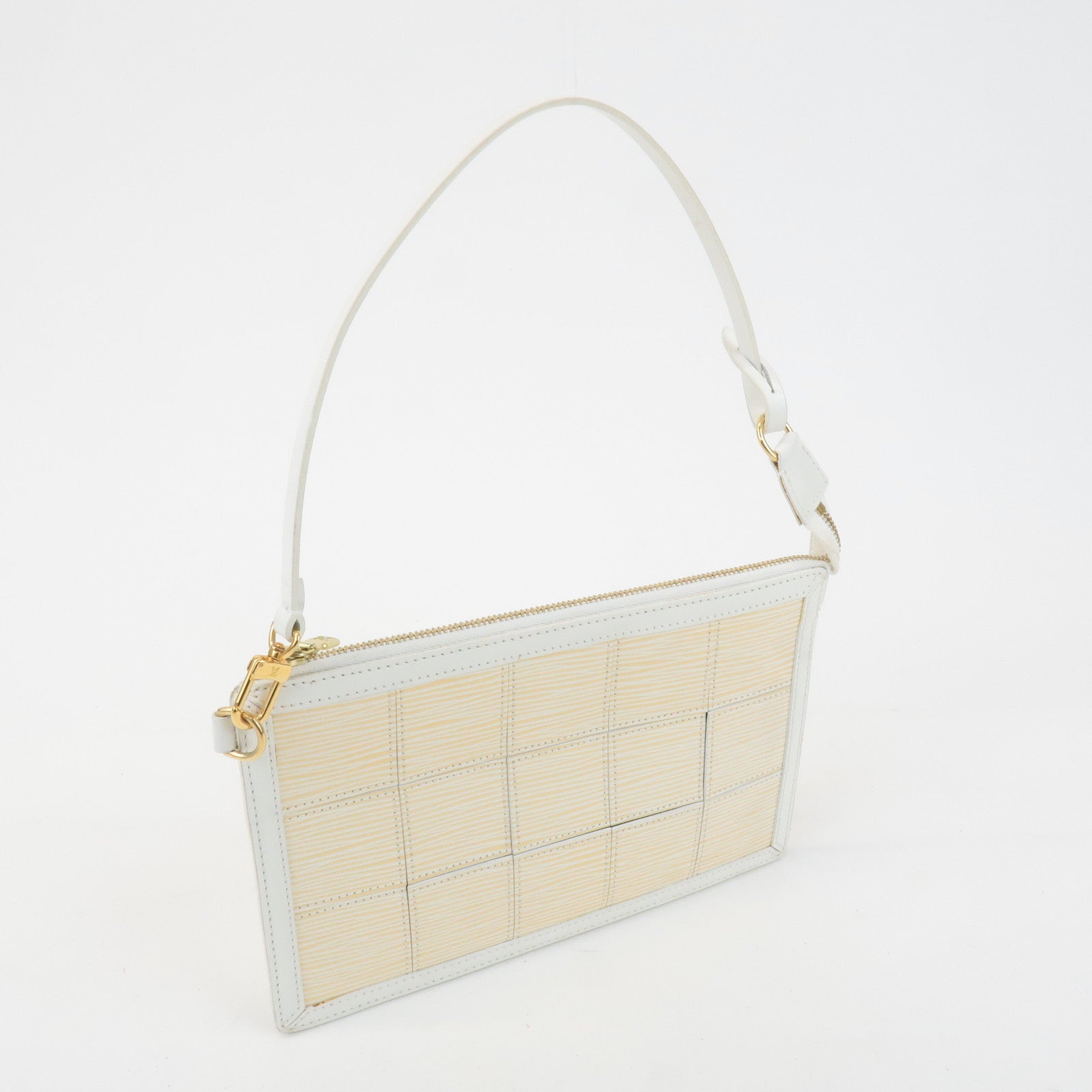 Louis Vuitton Epi Stretch Delmonico Hand Bag White Gold M54603 Used
