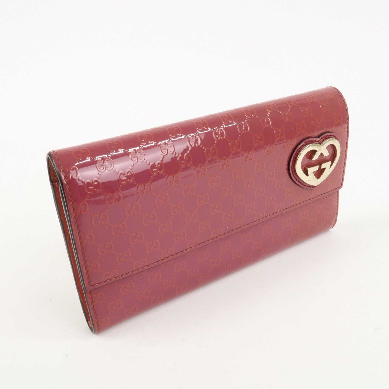 GUCCI Lovely Heart Patent Leather Bi-fold Long Wallet 251861