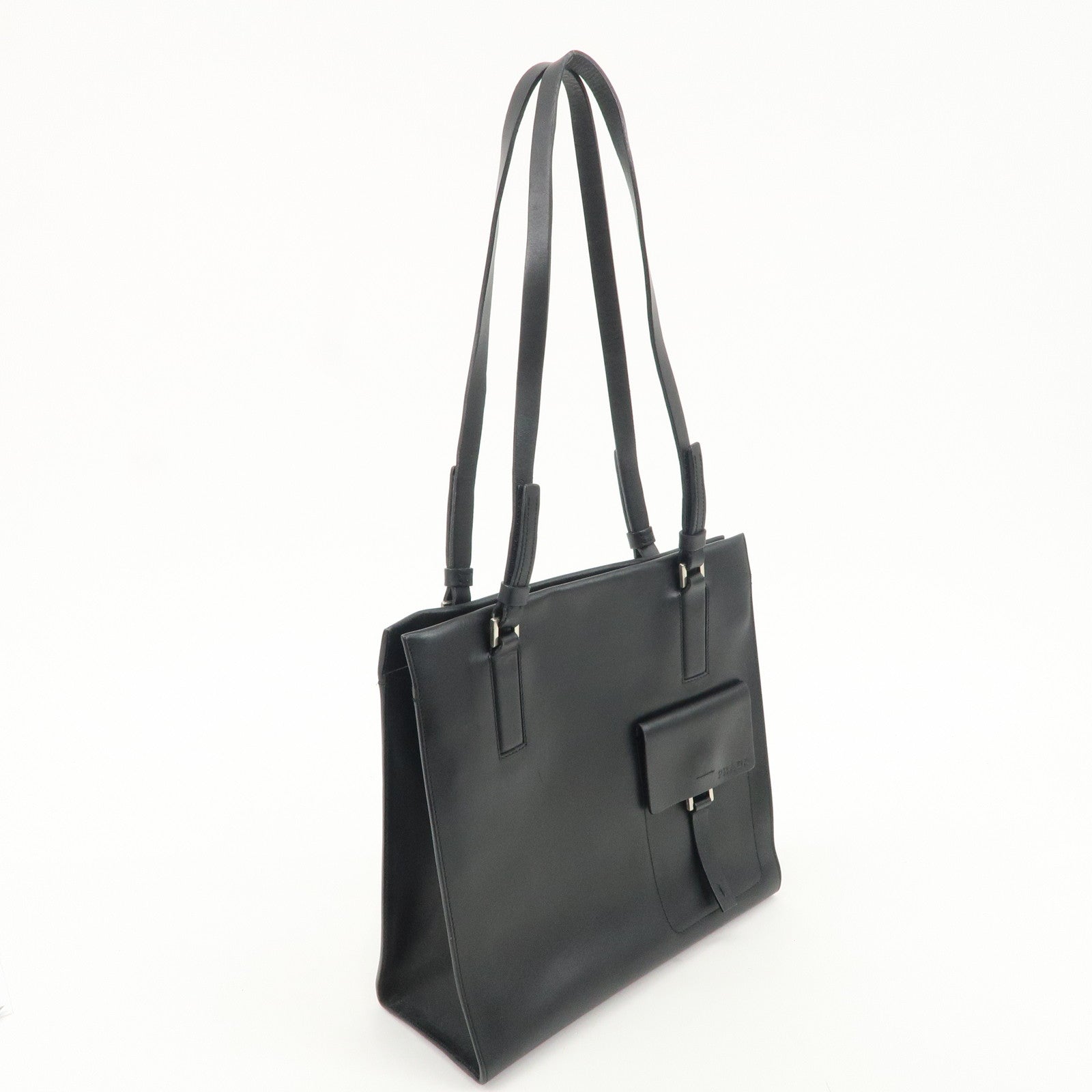 PRADA Leather Shoulder Tote Bag Shoulder Bag Black B10313