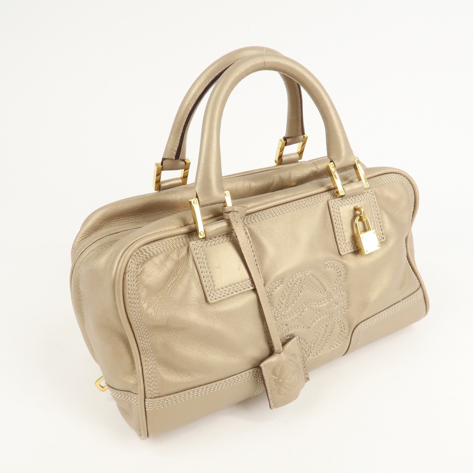 LOEWE Anagram Nappa Leather Amazona 28 Hand Bag Gold