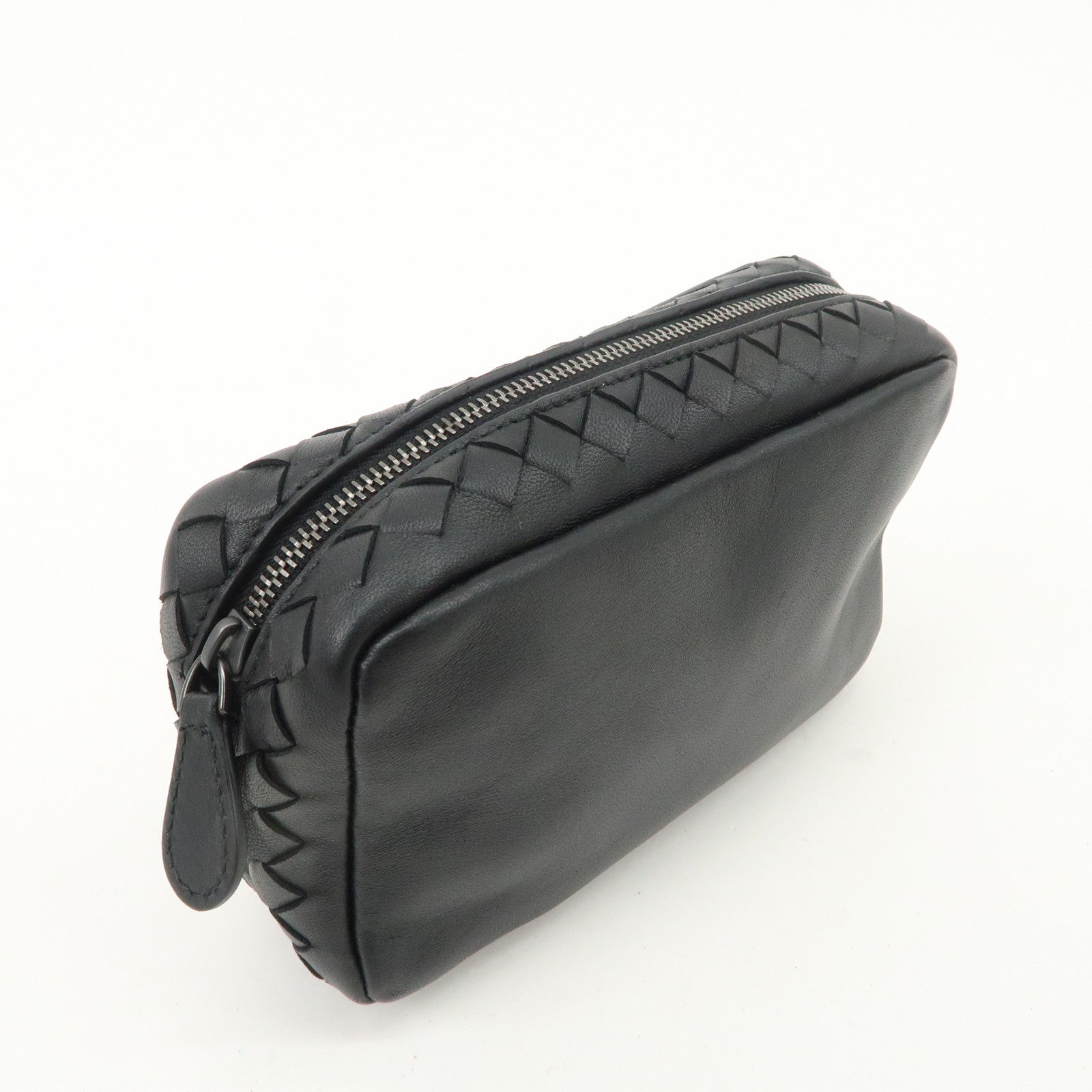 BOTTEGA VENETA Intrecciato Leather Pouch Cosmetic Pouch Black