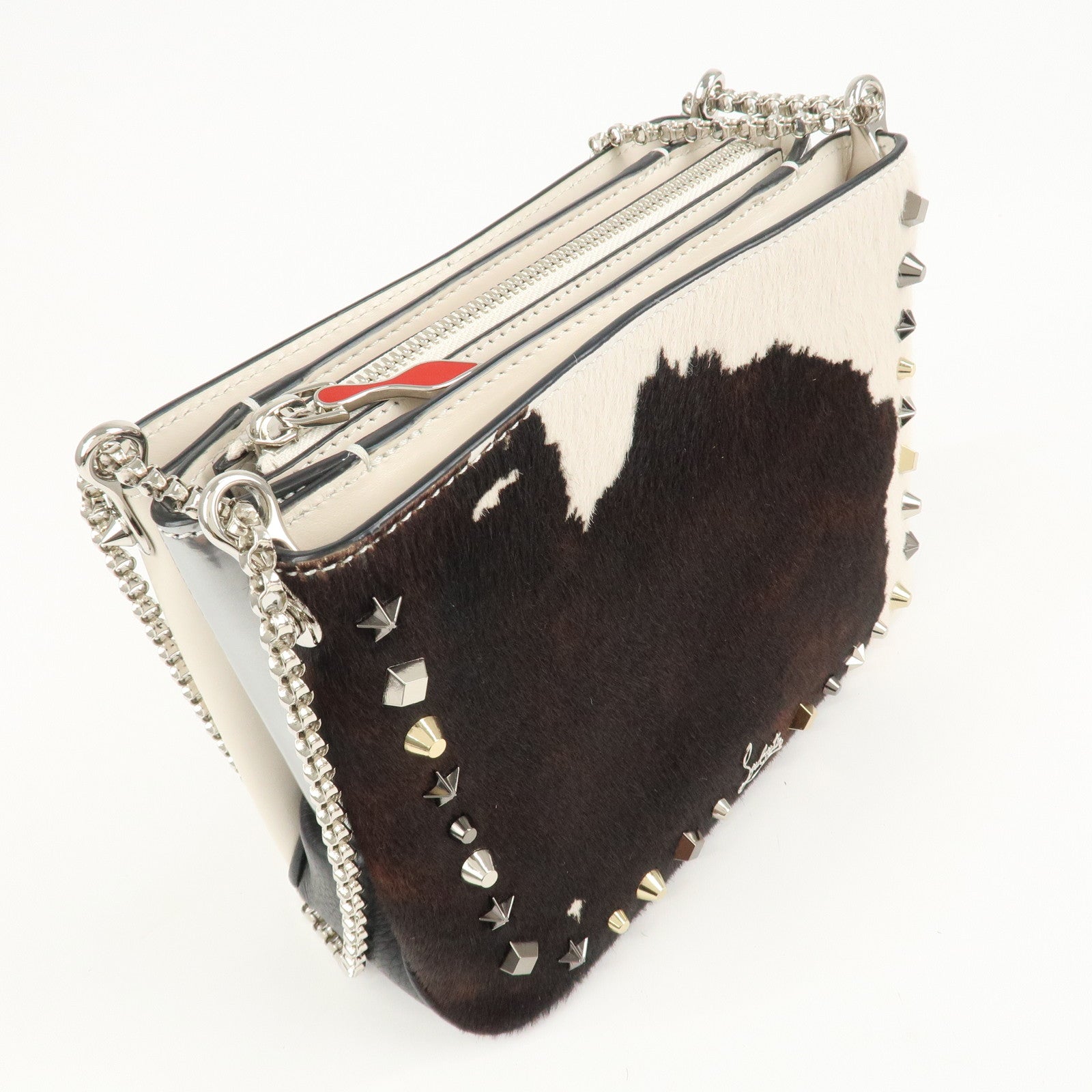 Christian Louboutin Chain Shoulder Bag Red Sole Pony Studs Used