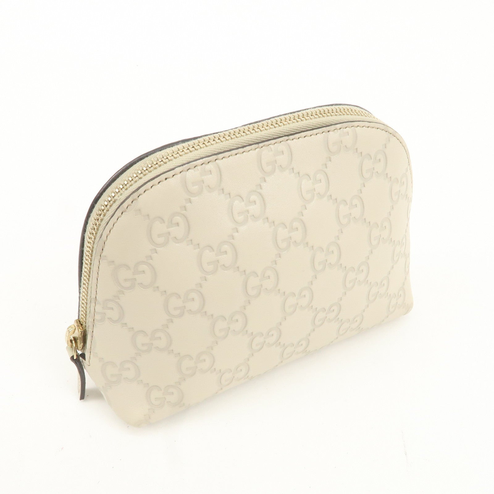 GUCCI Guccissima Leather Pouch Cosmetic POuch Ivory 141810