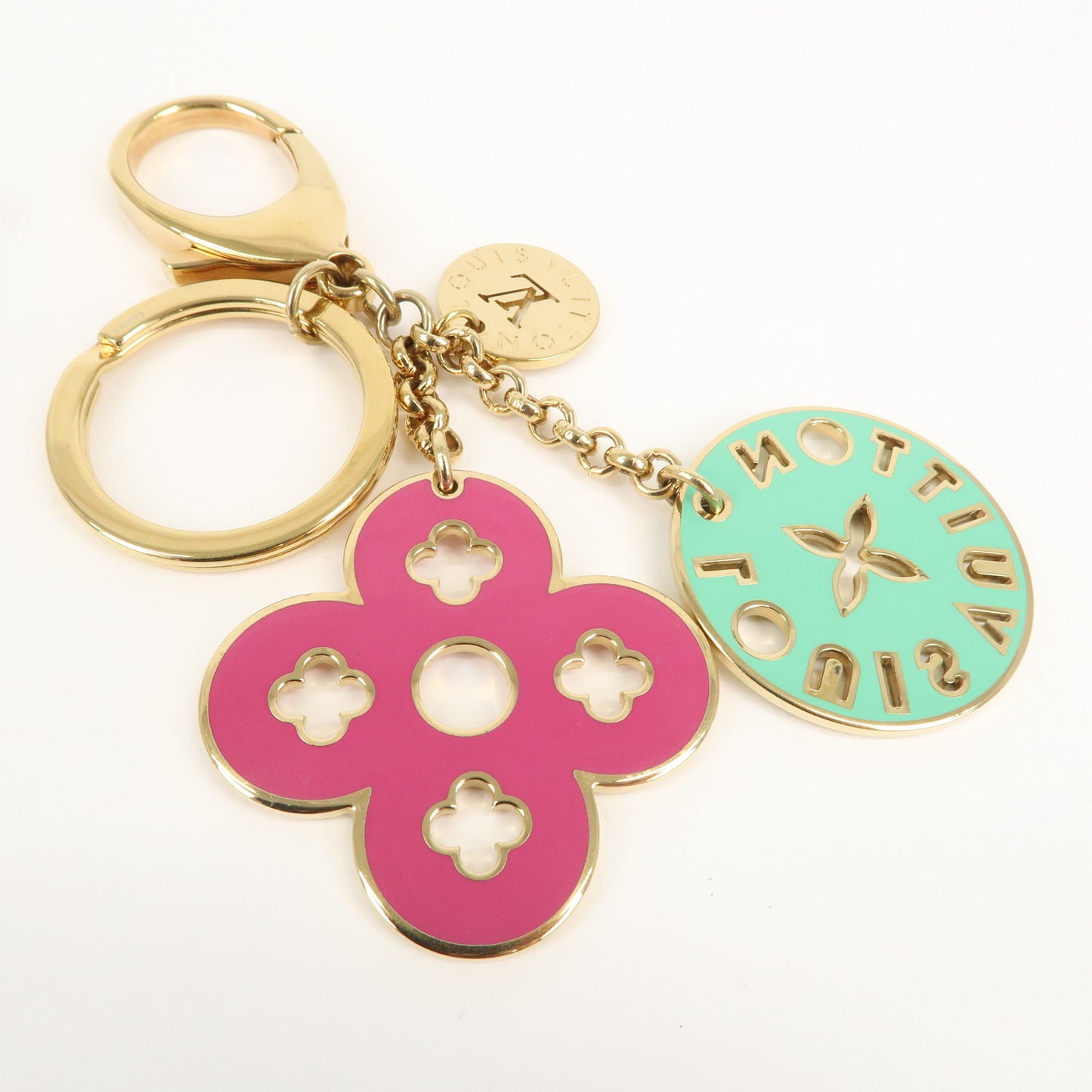 Louis Vuitton Porte Cles Looping Bag Charm Pink Green M66006