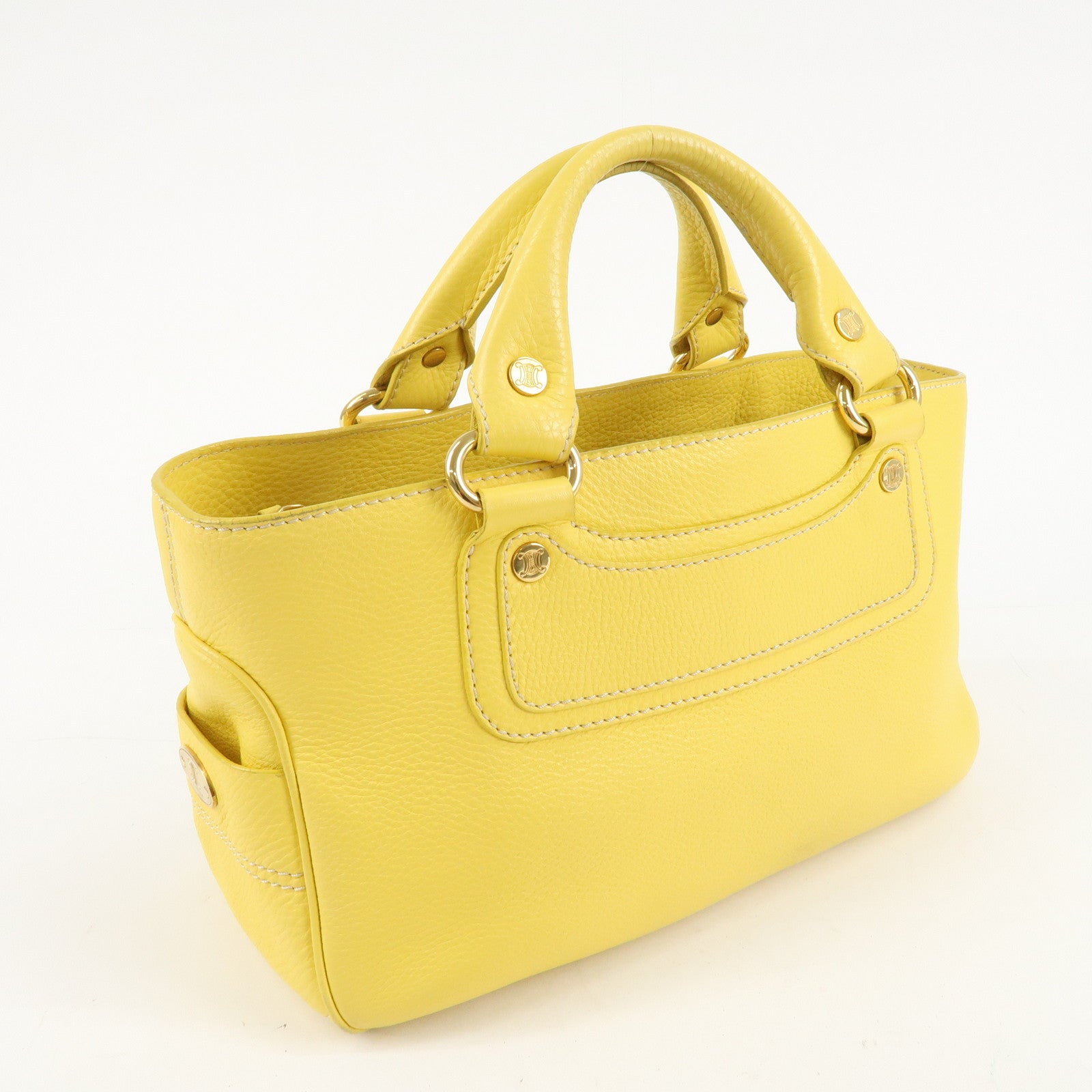 CELINE Leather Boogie Bag Hand Bag Tote Bag Yellow Gold HDW Used