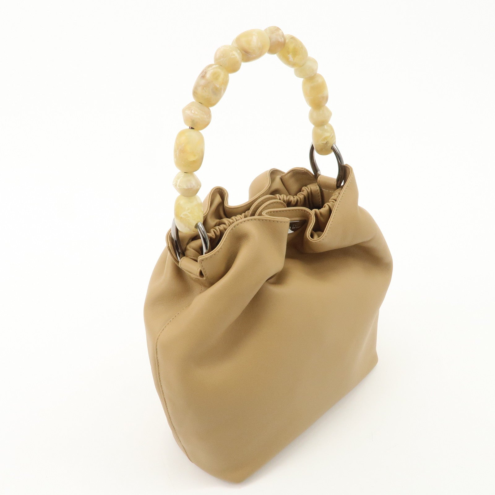 Christian Dior Maris Pearl Leather Hand Bag Beige