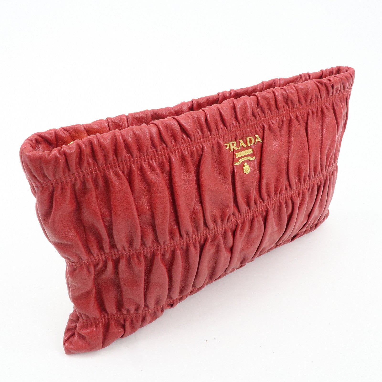 PRADA Leather Clutch Bag Red