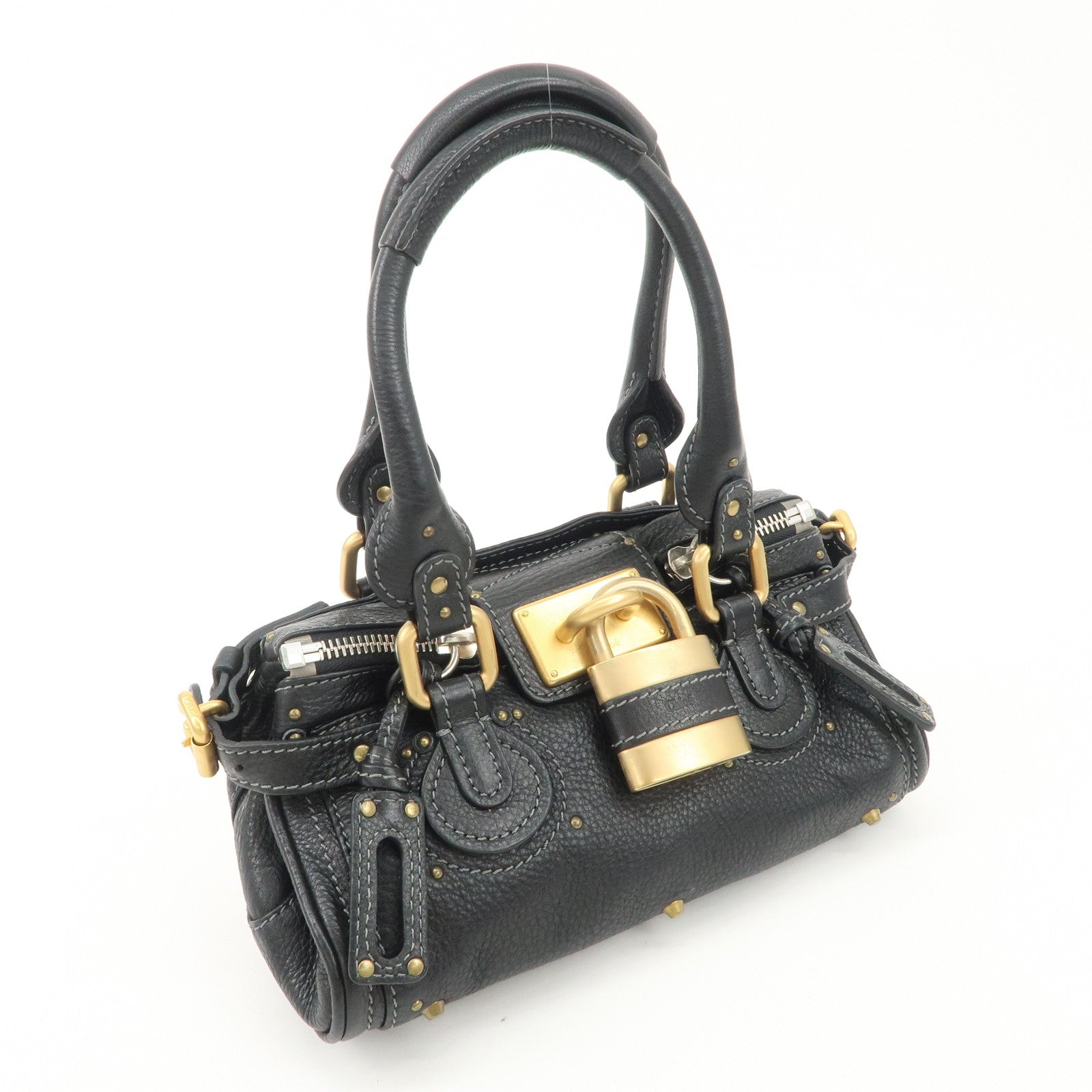 Chloe Paddington Leather Mini Hand Bag Black Used