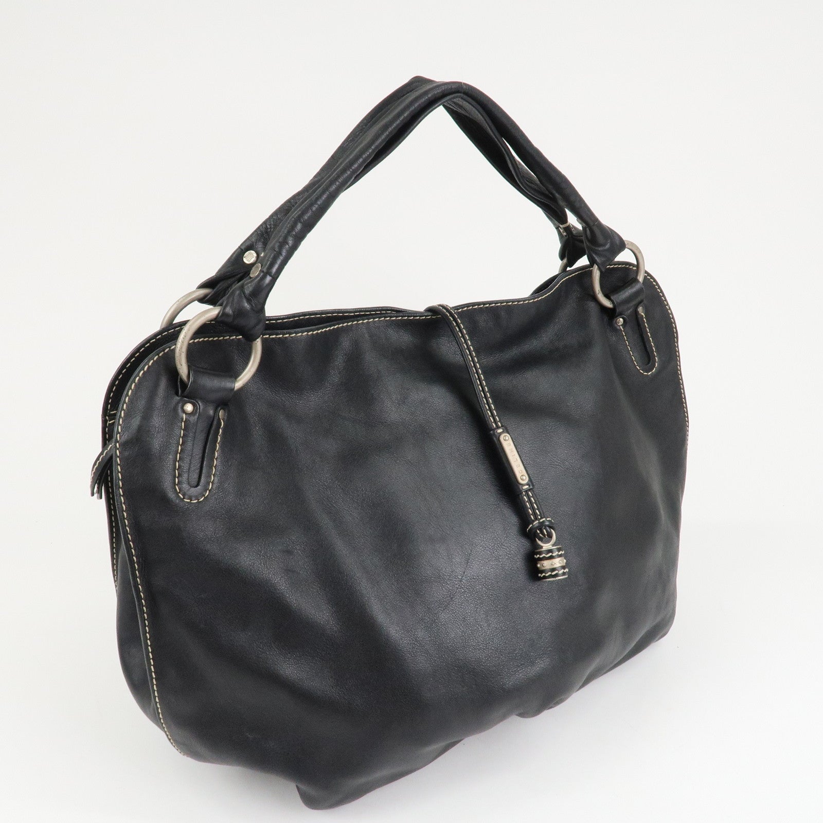 CELINE Leather Bitter Sweet Macadam Engraved Shoulder Bag Used