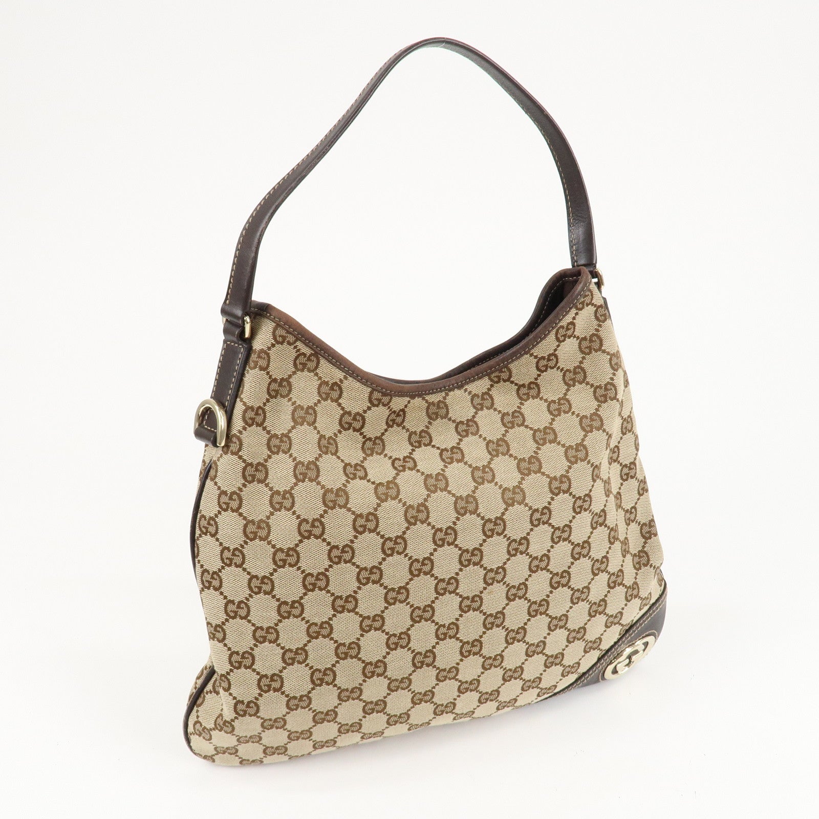 GUCCI Interlocking G GG Canvas Leather Shoulder Bag 169947