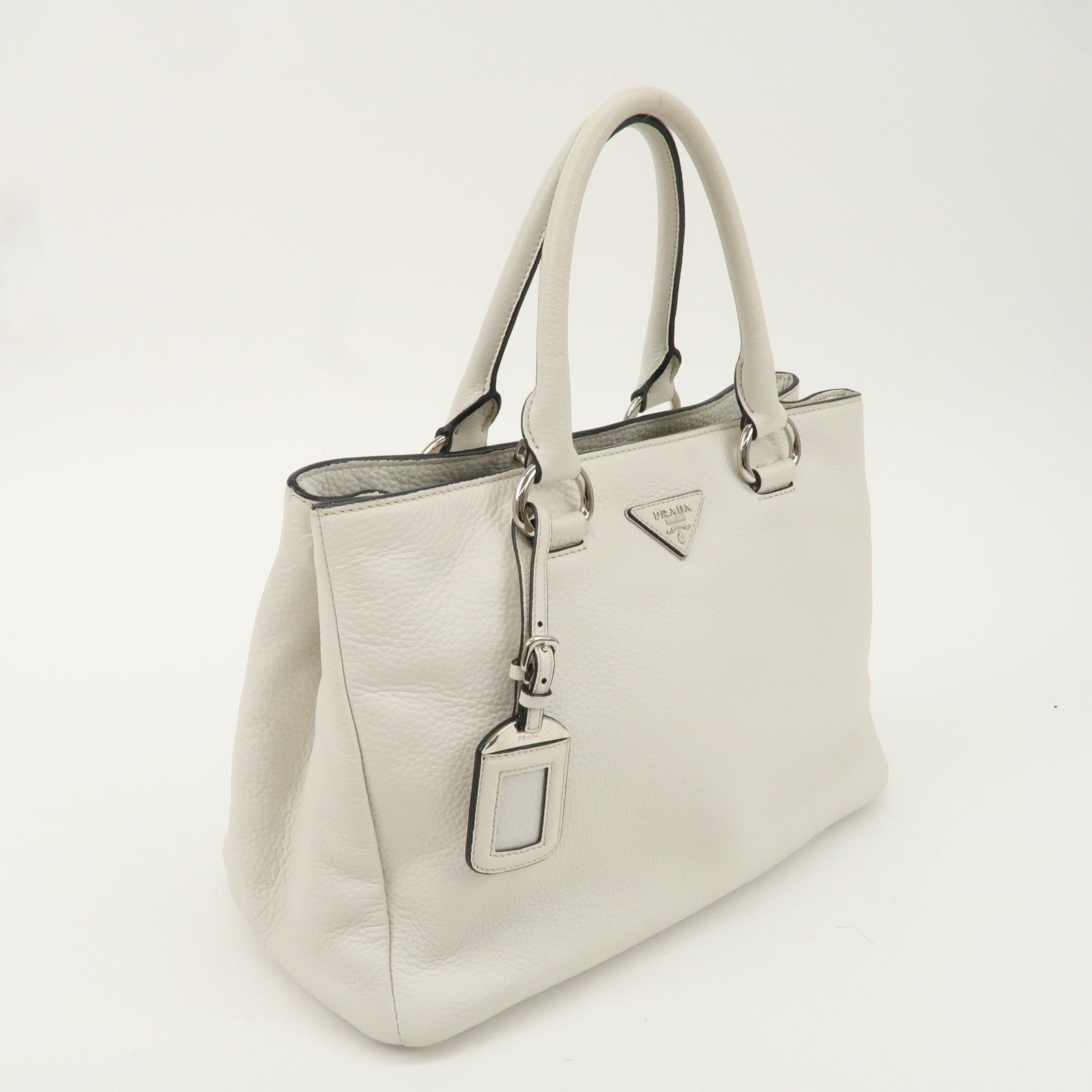 PRADA Leather Hand Bag White BN2579