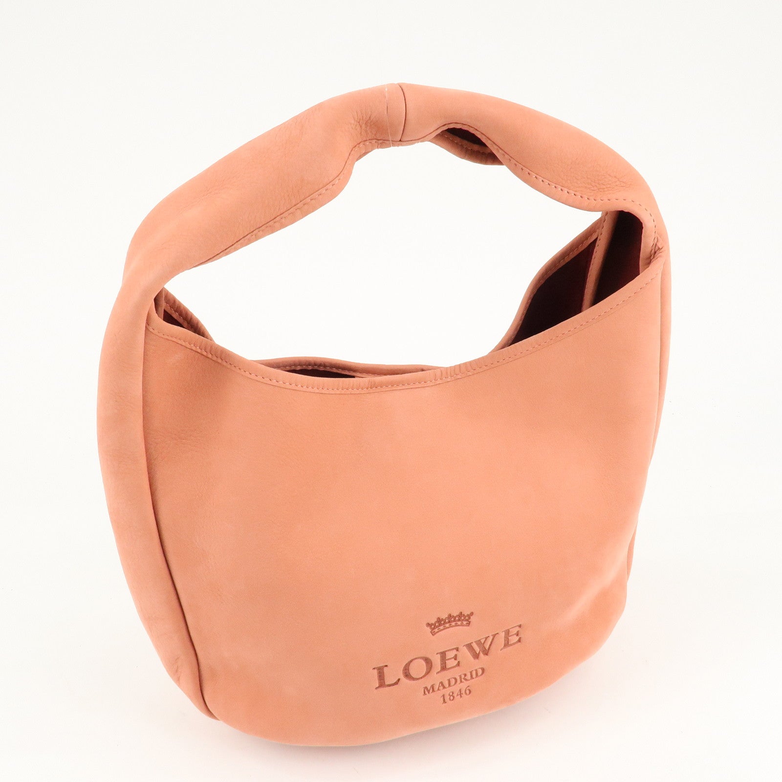 LOEWE Suede Shoulder Bag Hand Bag Pouch Pink