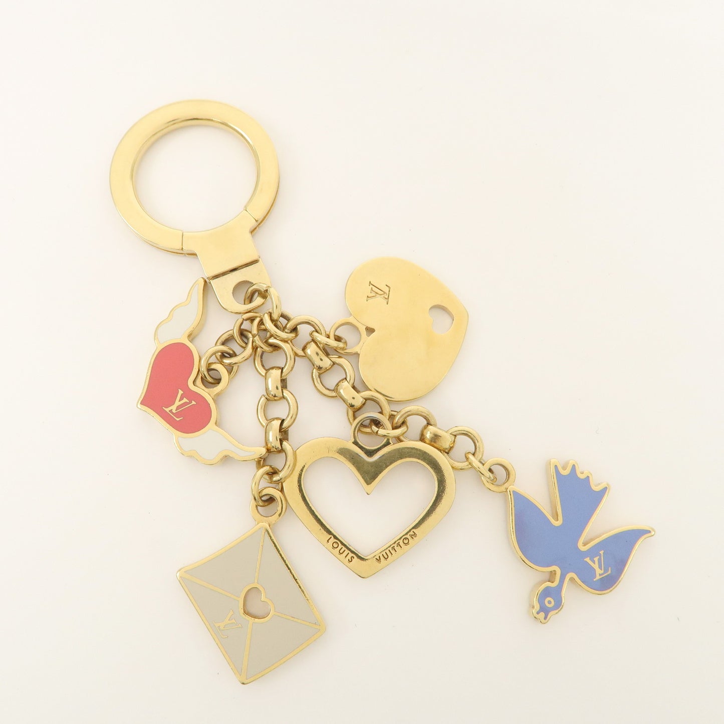 Louis Vuitton Porte Cles Message Charm Keychain Gold M66264