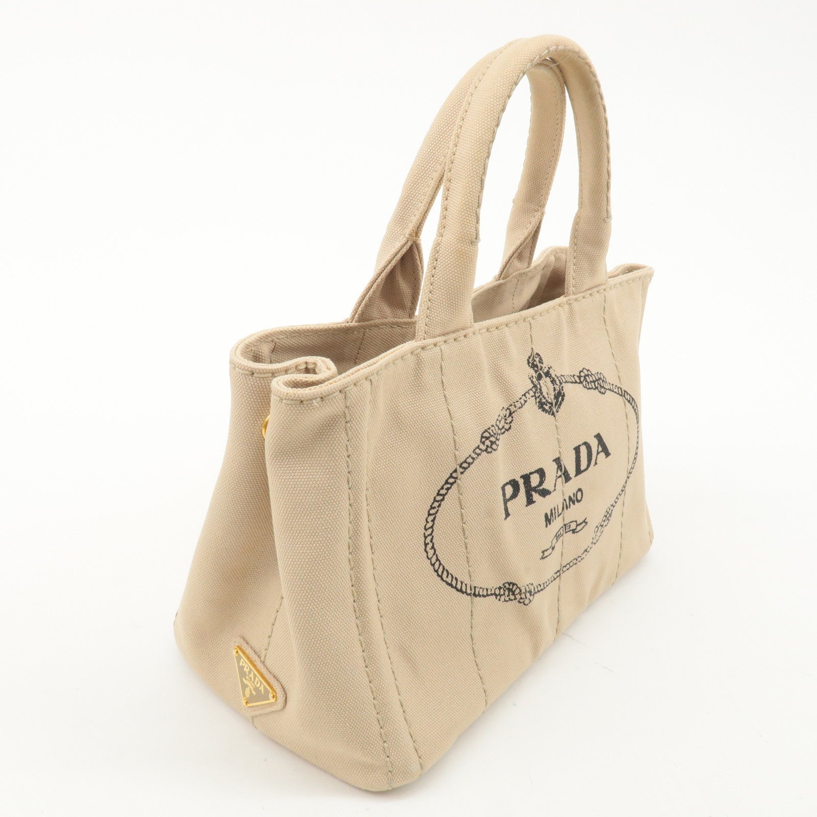 PRADA Canapa Mini Canvas 2Way Bag Shoulder Bag Beige B2439G